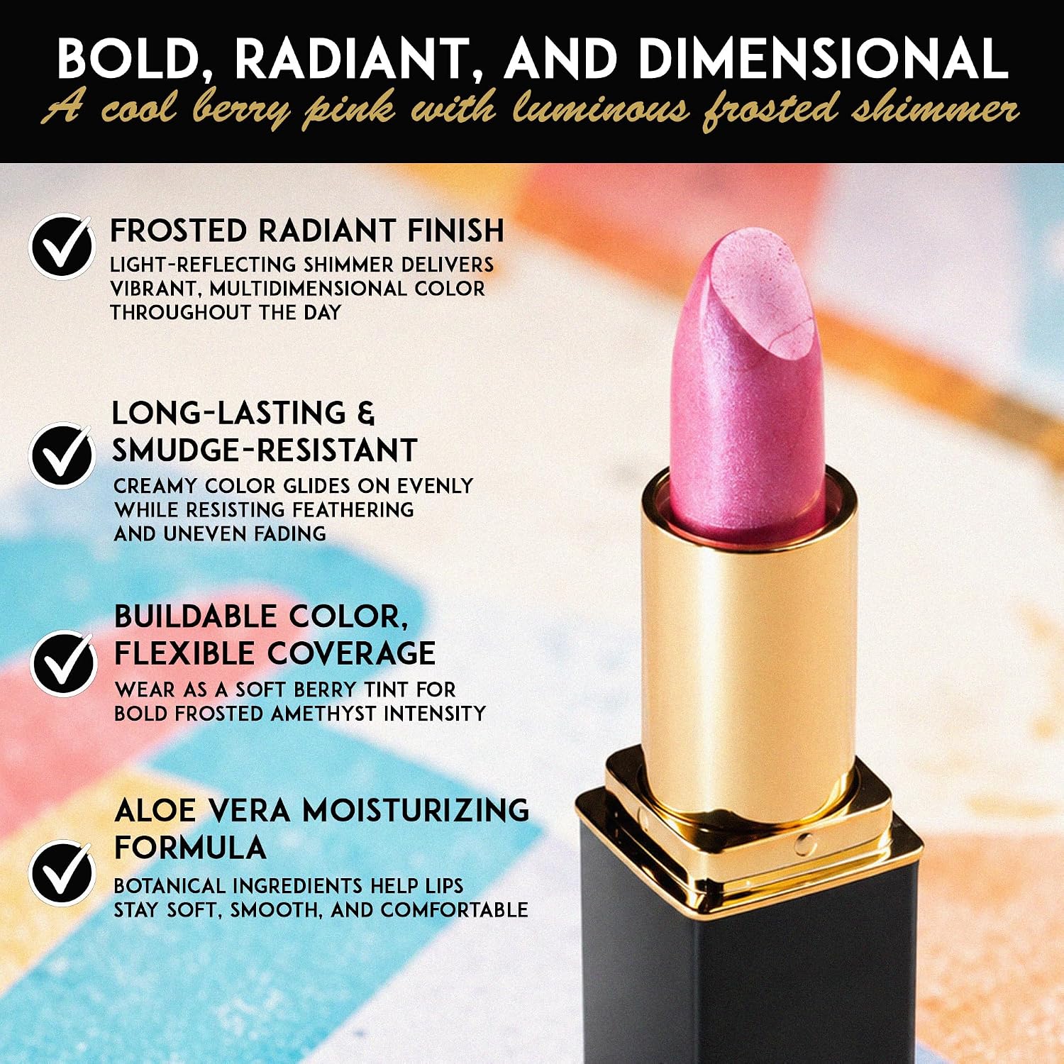 L’Paige Rosy Pearl Lipstick | Sheer Neutral Rose Lip Color | Aloe Vera Moisturizing Formula | Long-Lasting Hydrating Finish | Soft Silvery Pink Shade L56