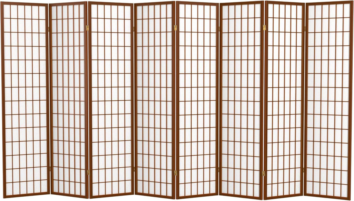 Red Lantern 6 ft. Tall Window Pane Shoji Screen - Walnut - 5 Panels
