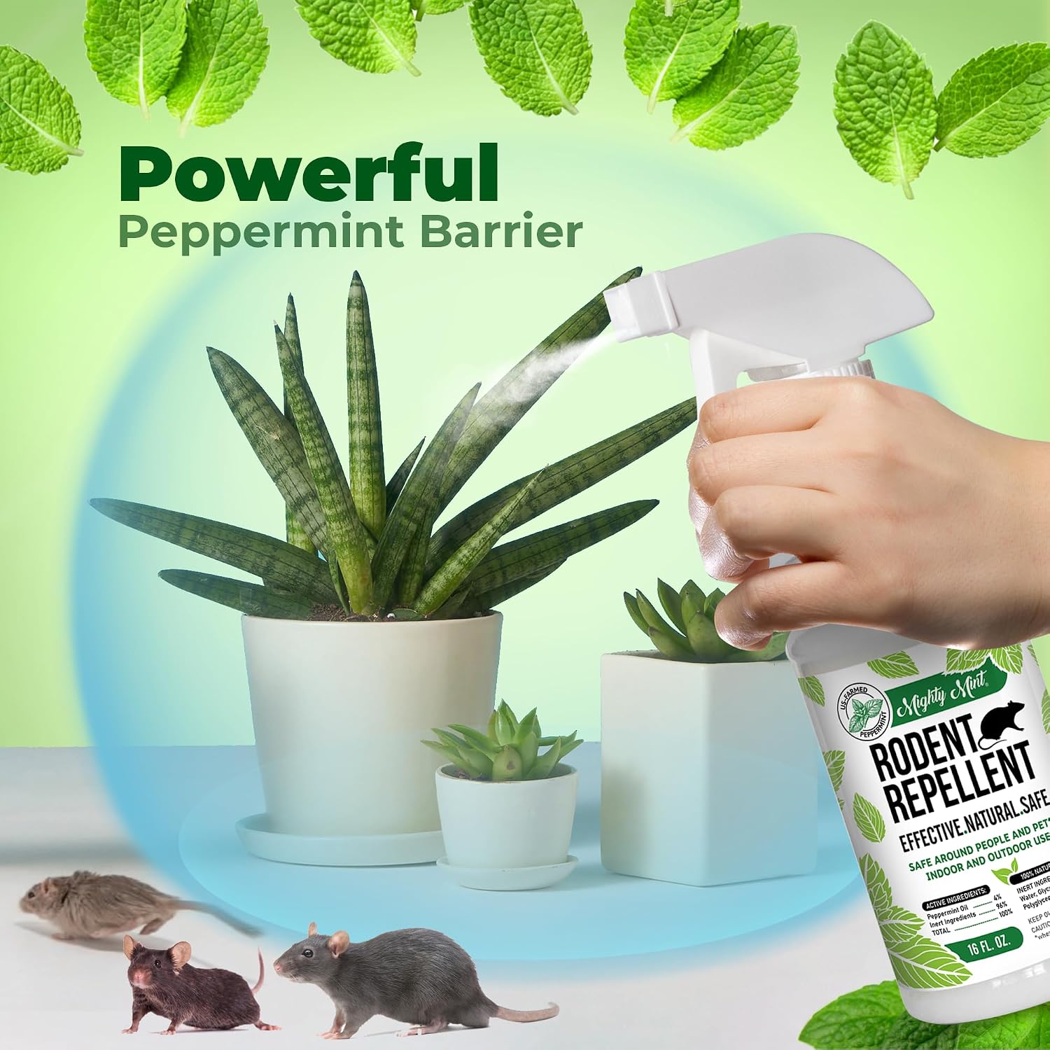 Mighty Mint Peppermint Oil Rodent Repellent Spray, 16 oz