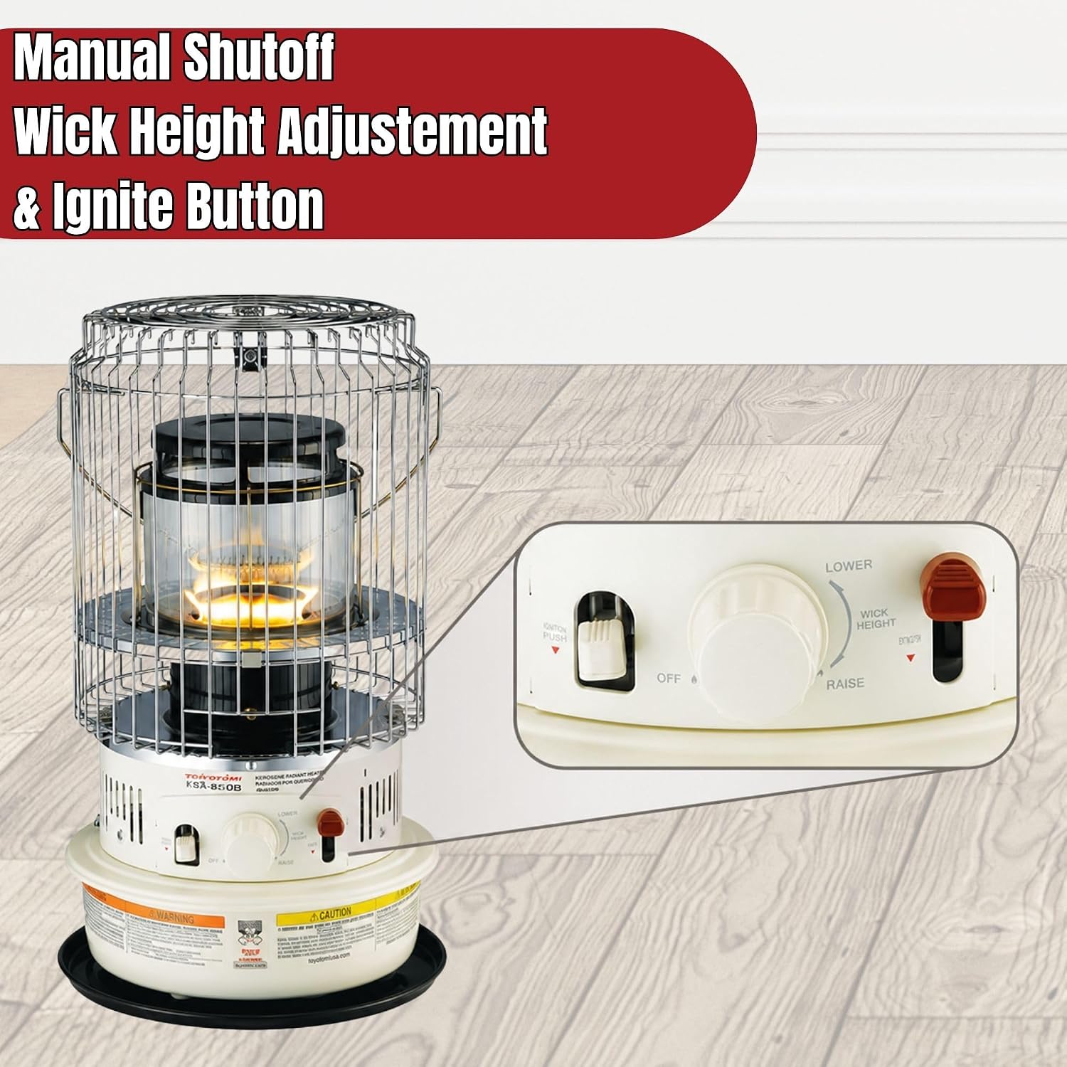 Kero World Kerosene Convection Wick Heater with Radiant and Convective Heat, Lightweight Portable Compact Design, and Sure Seat Chimney System, White.