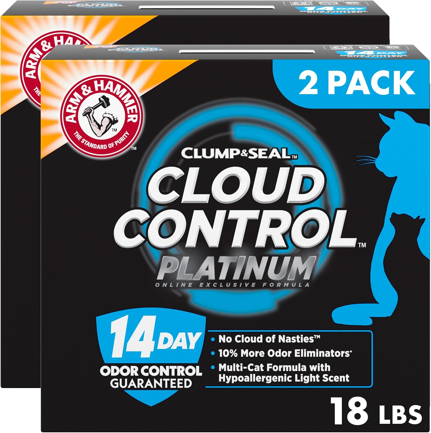 ARM & HAMMER Slide Platinum Easy Clean-Up Clumping Cat Litter, 18 lbs
