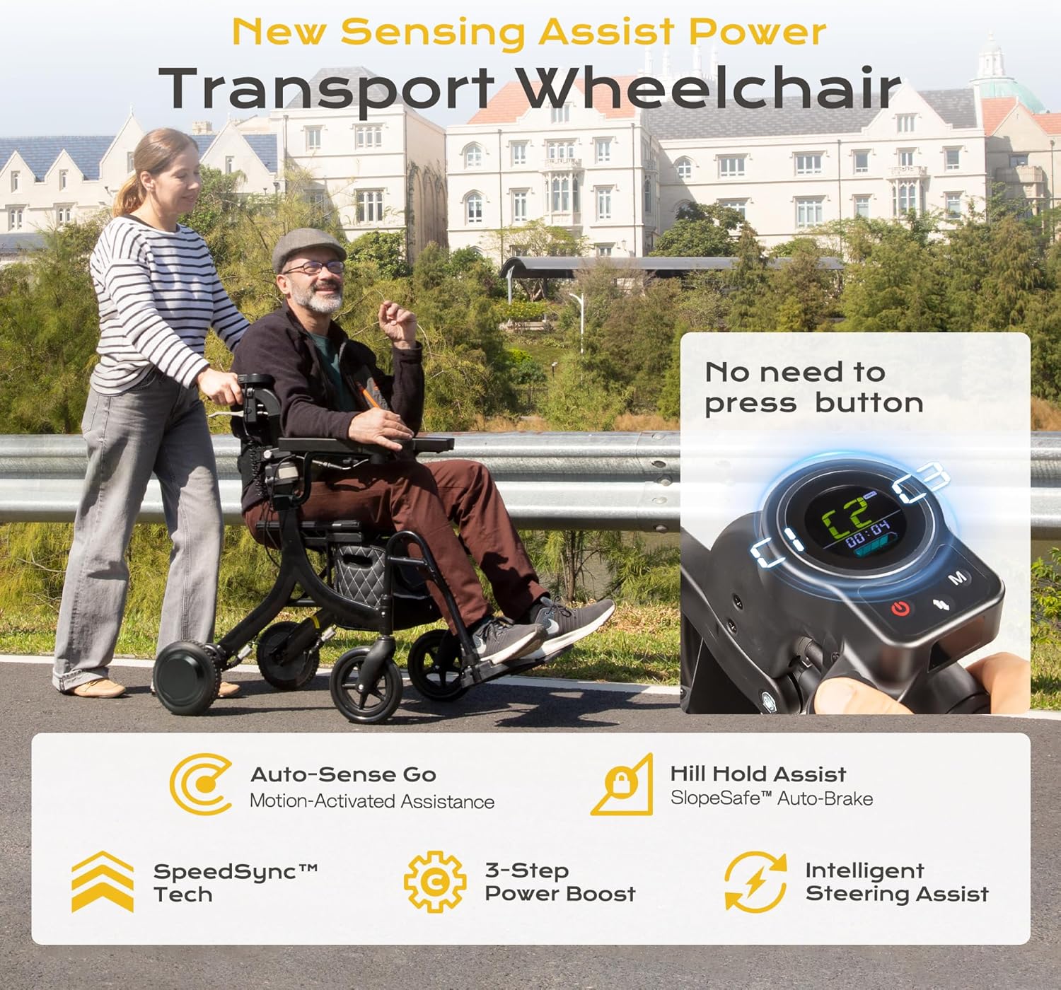 4 in 1 Rollator Walker Electric Wheelchair Combo, Electric Rollator Walker with Power Assist, Foldable Lightweight Transport Wheelchair