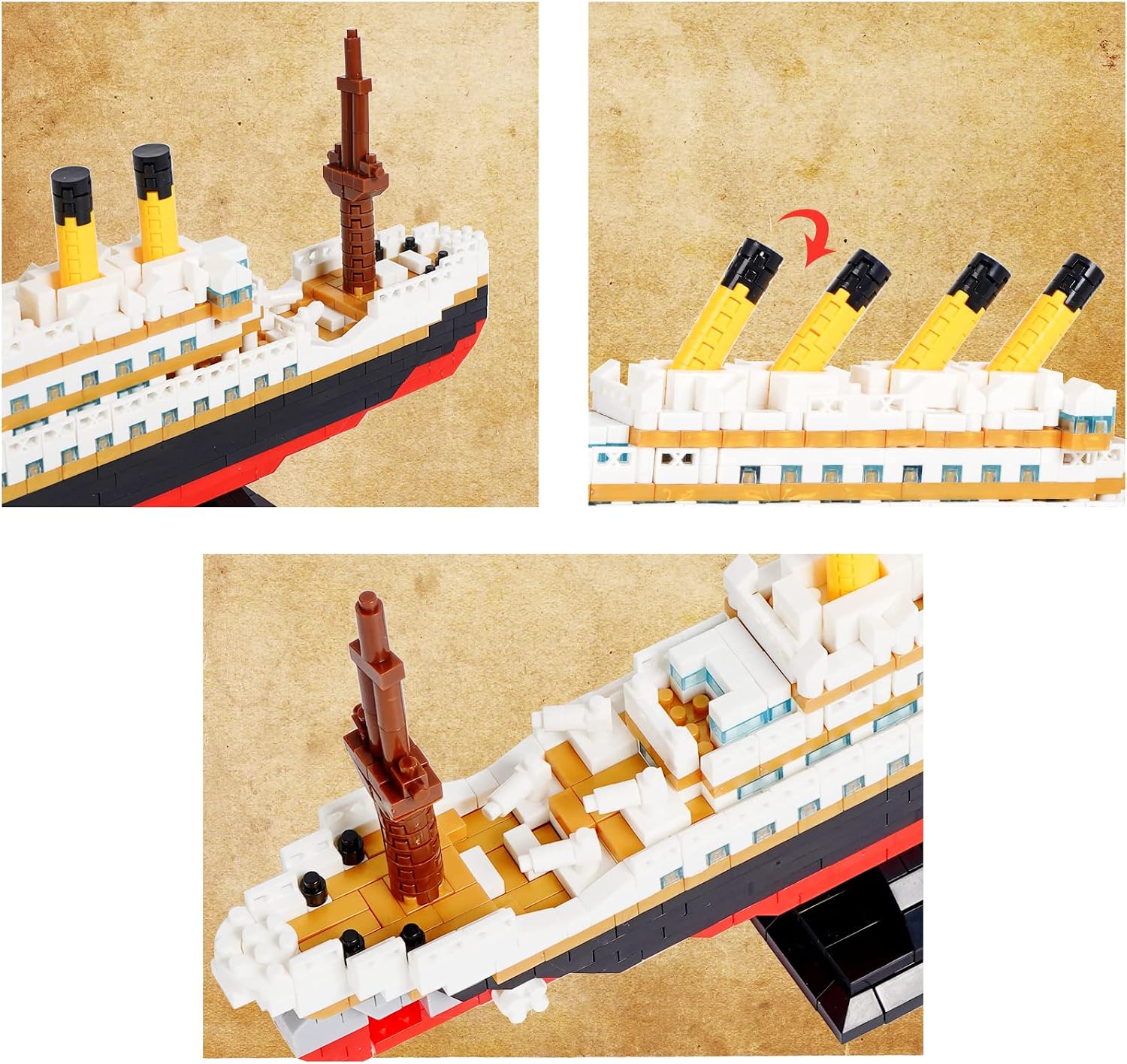 Titanic Ship Model Building Block Set, 1860 PCS Building Bricks Toy DIY Educational Micro Mini Blocks