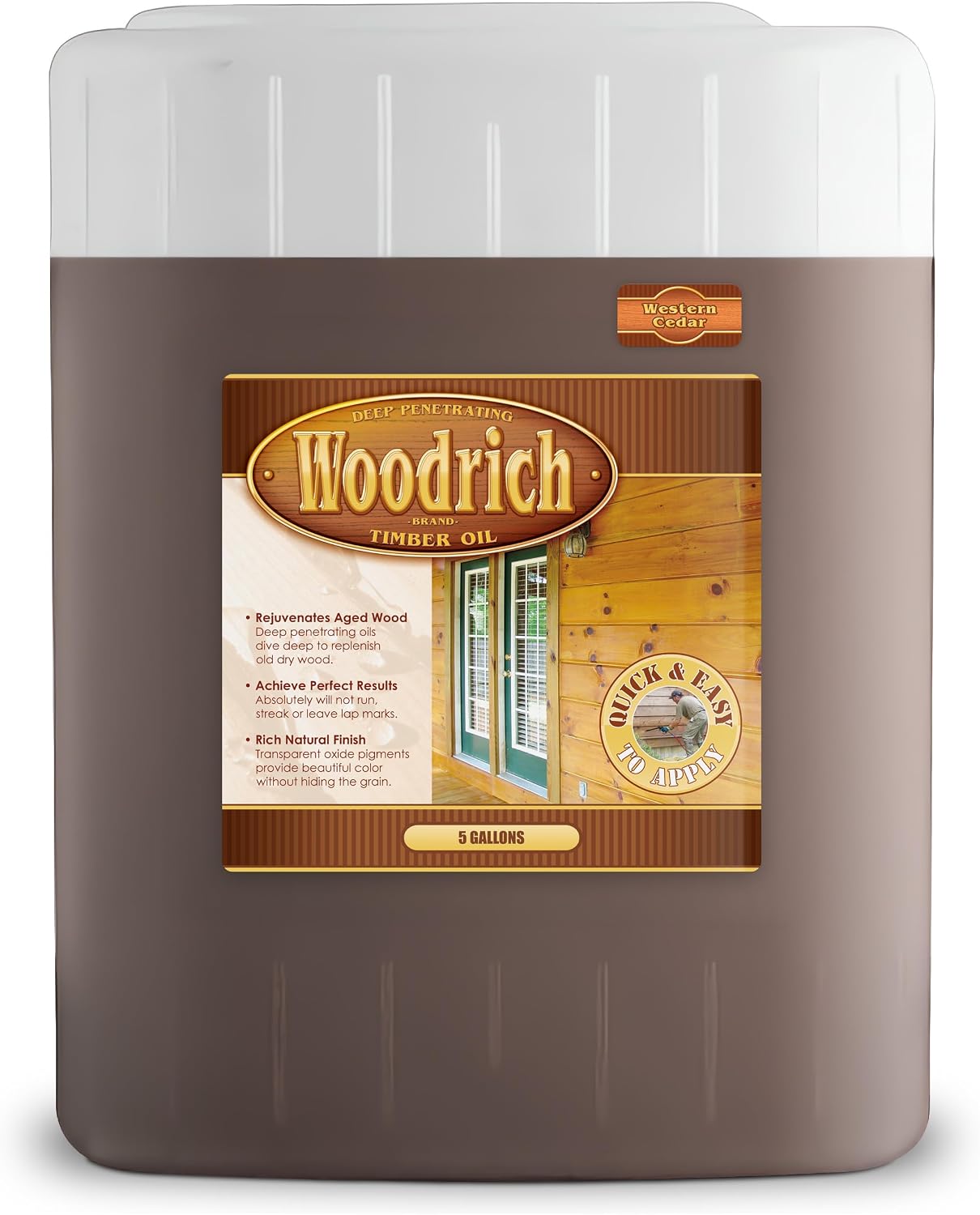 Timber Oil Deep Penetrating Stain for Wood Decks, Fences, Siding, and Log Cabins - 5 Gallons, Amaretto (Covers 750 sq. ft.)