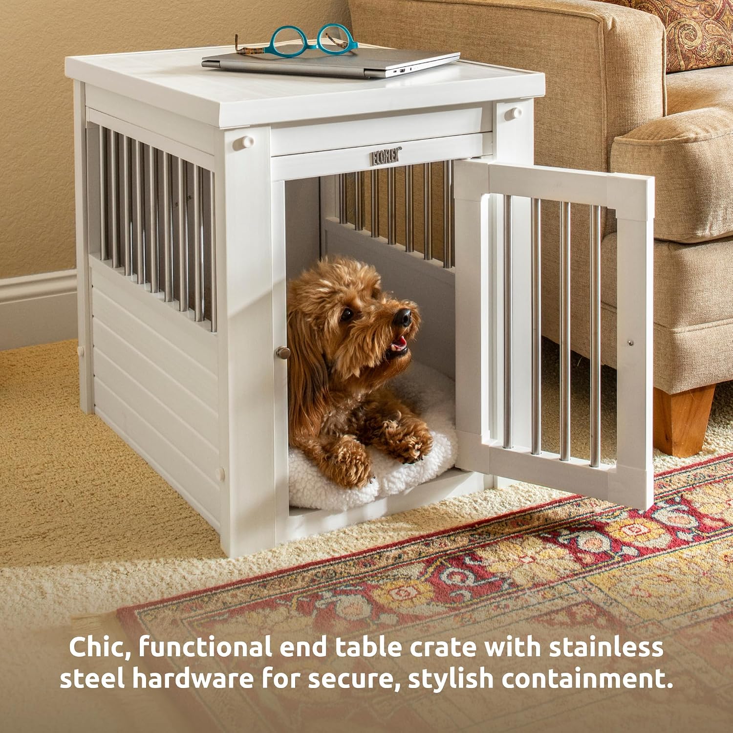 New Age Pet ecoFLEX Pet Crate/End Table, Small, Grey, Model:EHHC405S