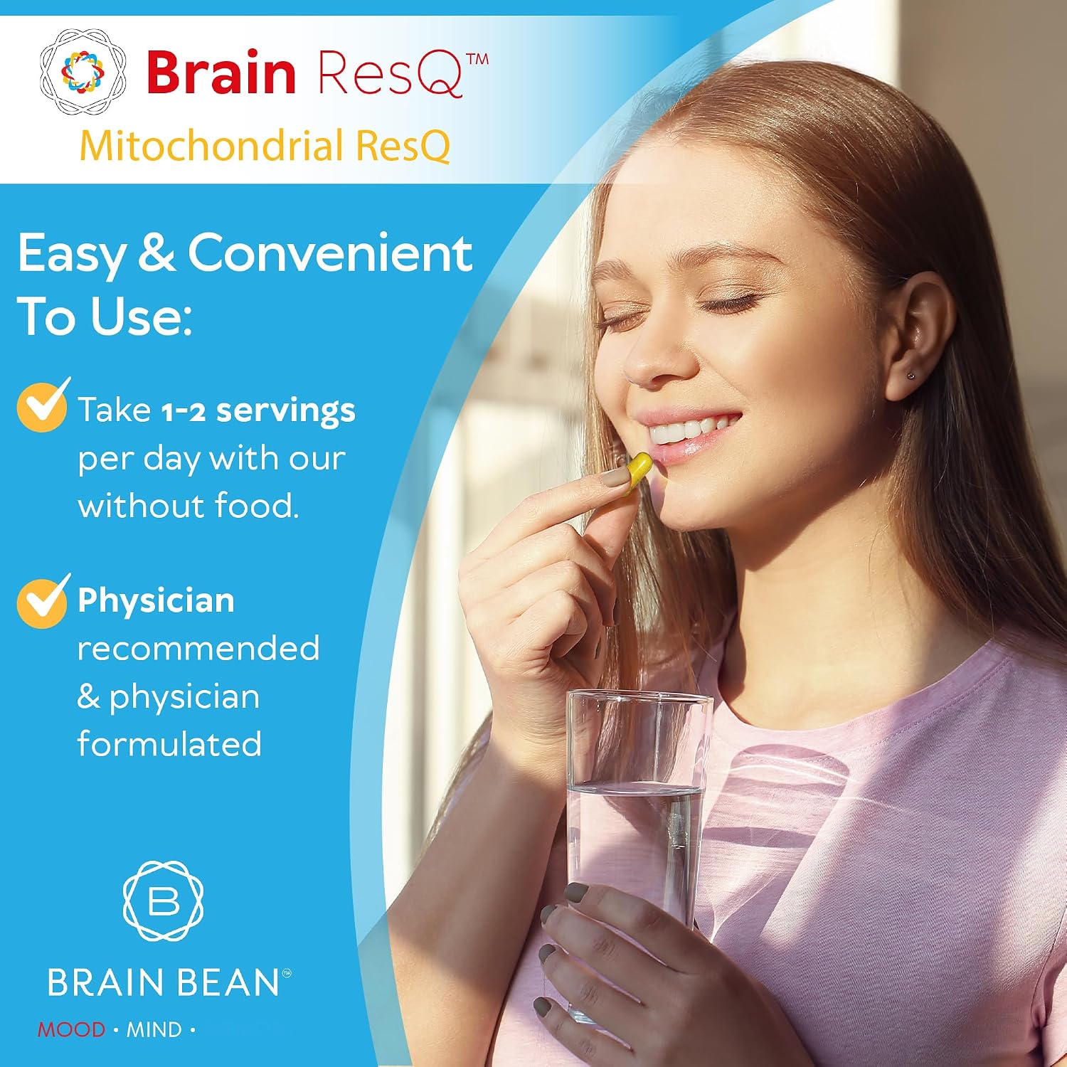 Brain ResQ Advanced Mitochondrial Formula with PQQ, CoQ10, Trans Resveratrol
