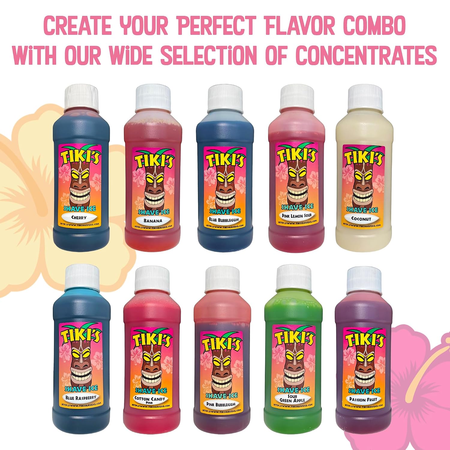 Tiki's Shave Ice Syrup Concentrate for Snow Cones & Shaved Ice - Natural Syrup for Beverages & Desserts - Ideal for Snow Cone