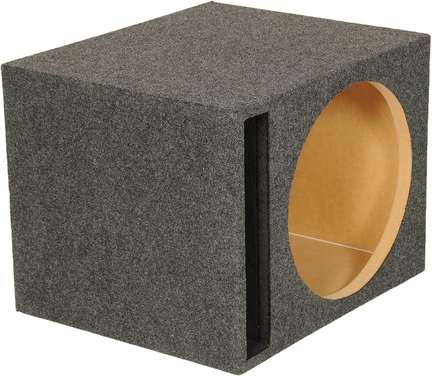 QPower 15 Inch Heavy-Duty Single Vented Carpet Covered Durable Car Audio Vehicle Subwoofer Enclosure Woofer Box, Charcoal Gray