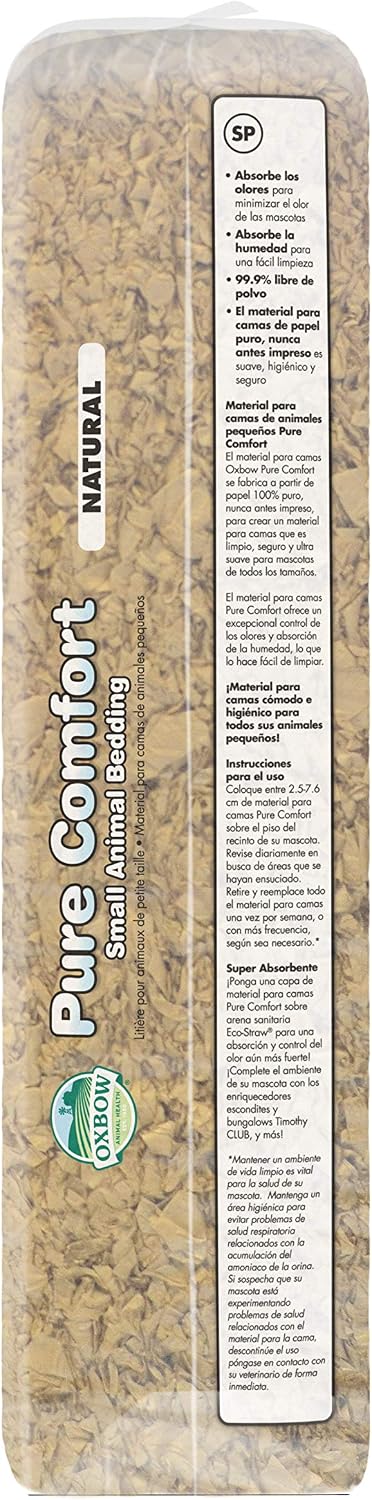 Oxbow Small Animal Bedding, Hamster, Guinea Pig, Rabbit, White, USA, 36 L | Pure Comfort, Hamster Bedding, Guinea Pig Bedding, Low Dust, Virgin Paper, Litter Box, Bunny, Rats, Gerbils, Chinchillas