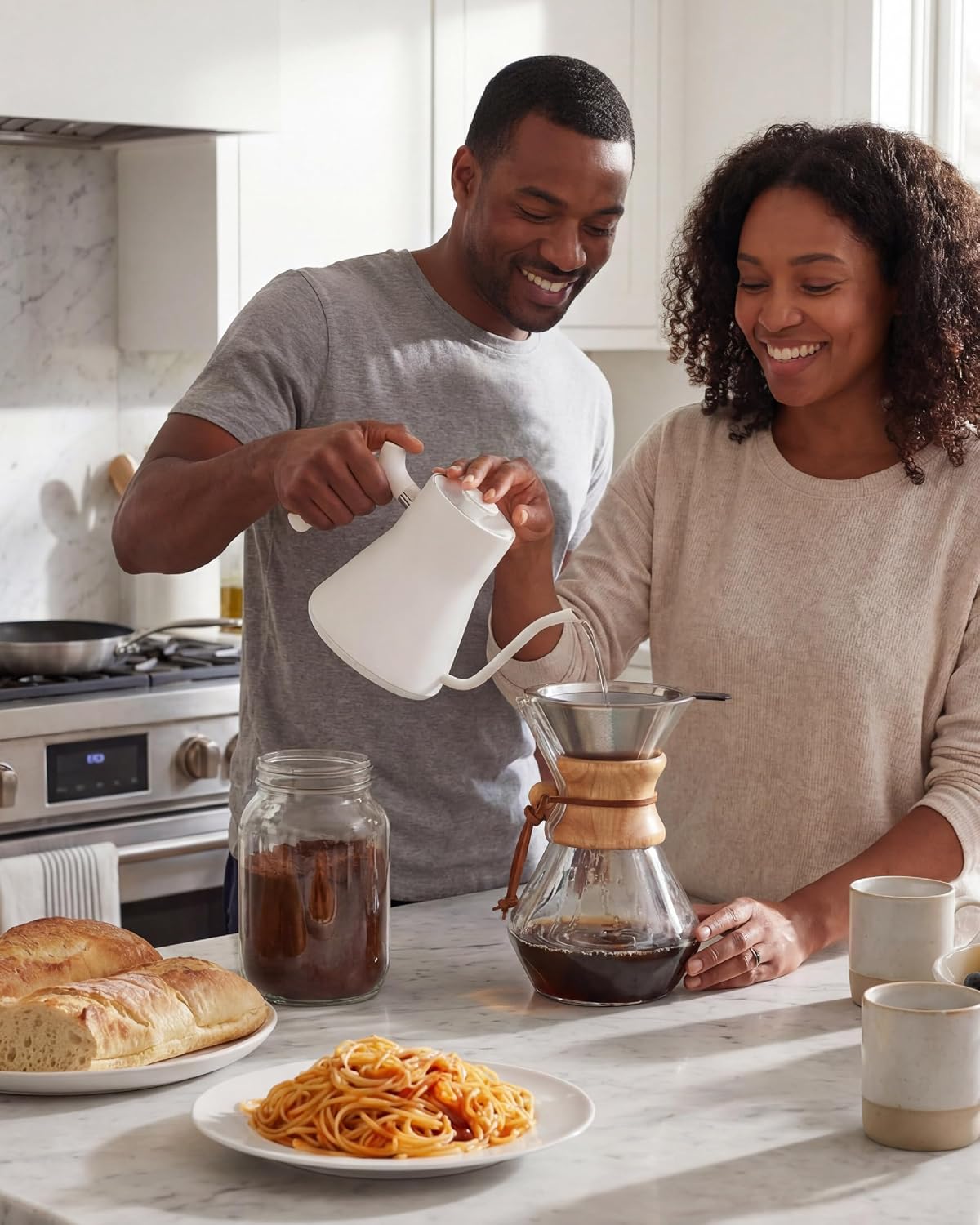 AGOGO Pour Over Coffee Maker Set, 34oz Classic Style, 304 Stainless Filter | Barista kit for home kitchen, Cafe, Camping & Office; 20oz-40oz Classic, Slim, Diamond styles; Includes brush & towel.