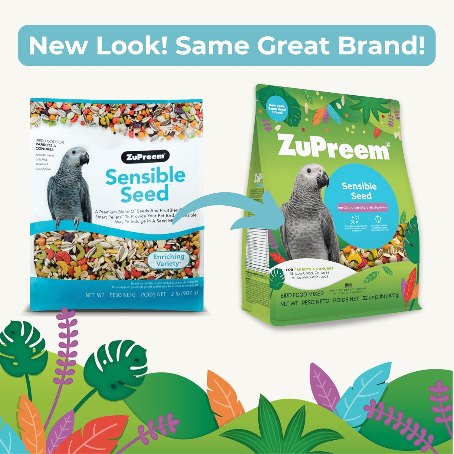 ZuPreem Sensible Seed Parakeet & Budgie Food, Variety Mixer, Small, 2 lb | Bird Food Mixer, Parrot & Parakeet Food, Budgie, Treats, Pellet Mix, Pumpkin Seeds, Safflower, Variety, Made in USA