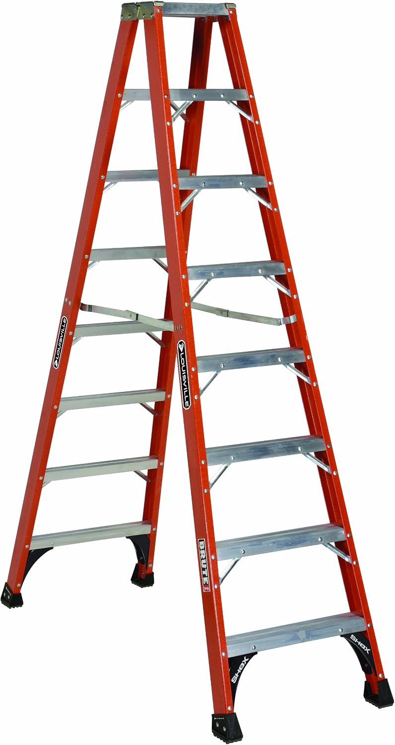 Louisville Ladder 14-Foot Fiberglass Twin Front Step Ladder, 375-Pound Load Capacity, Type IAA, FM1414HD