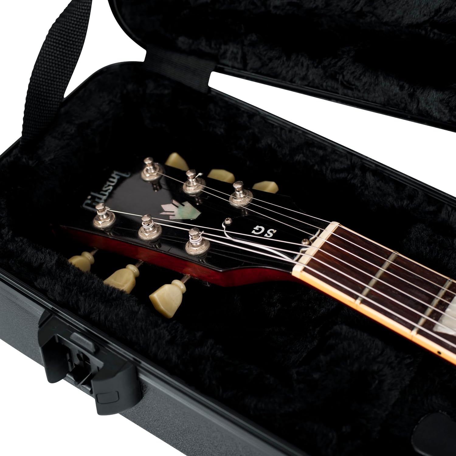 Gator Cases Molded Flight Case For SG Style Double Cut Away Guitars With TSA Approved Locking Latch, (GTSA-GTRSG)