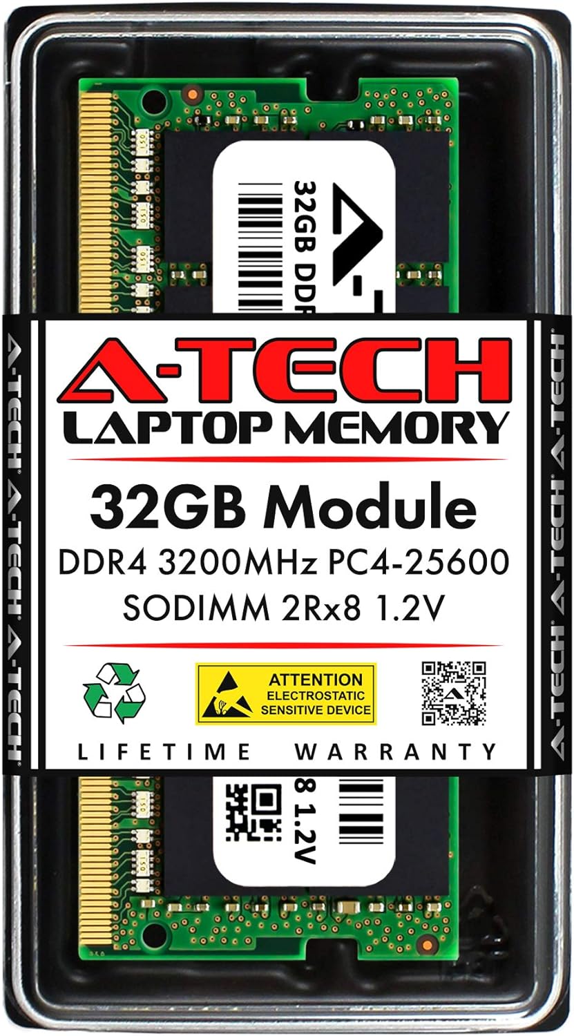 A-Tech 8GB DDR4 3200 MHz SODIMM PC4-25600 (PC4-3200AA) CL22 Non-ECC Laptop RAM Memory Module