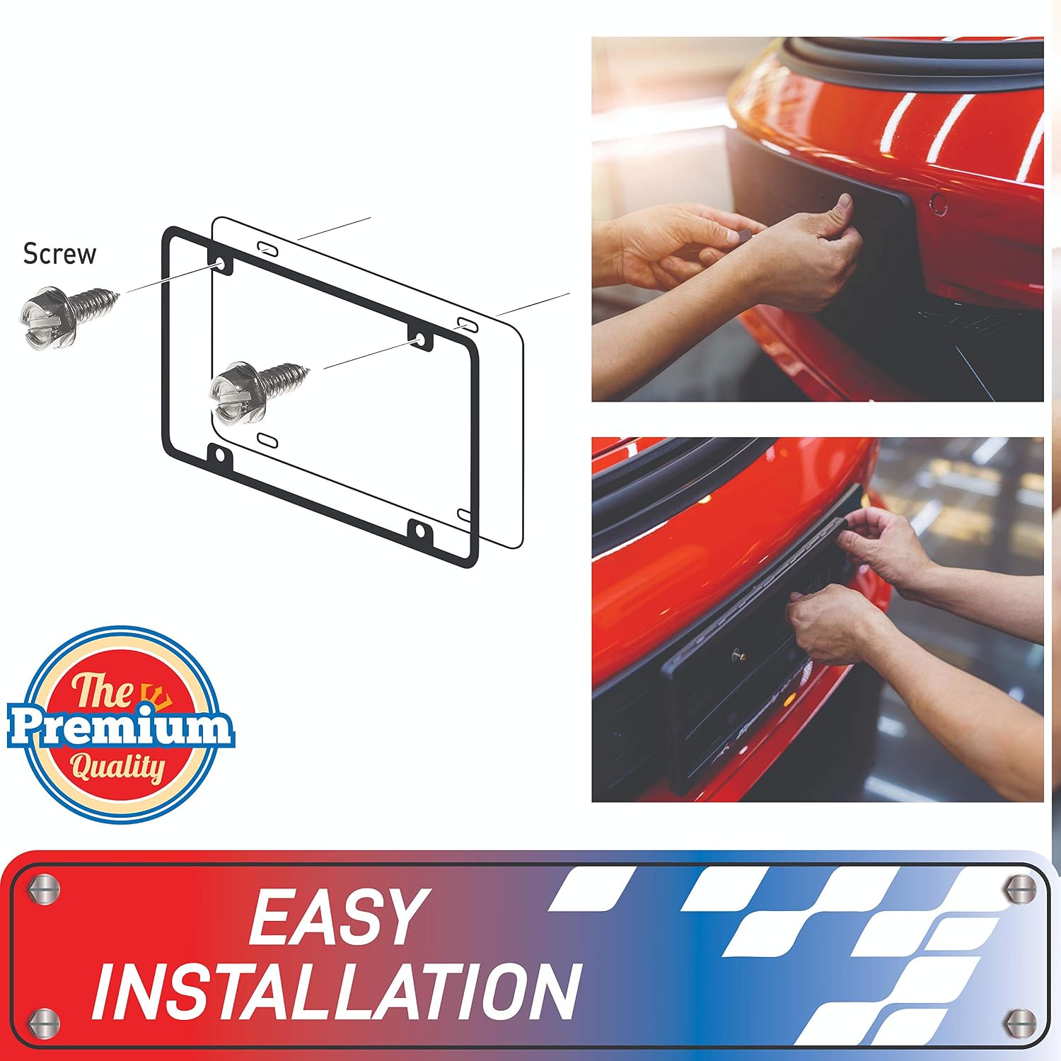 USA Fastener Stainless Steel Screws | Rust Proof, Chrome Locking Screws Set of 4 for License Plate Security to Secure Frames and Covers