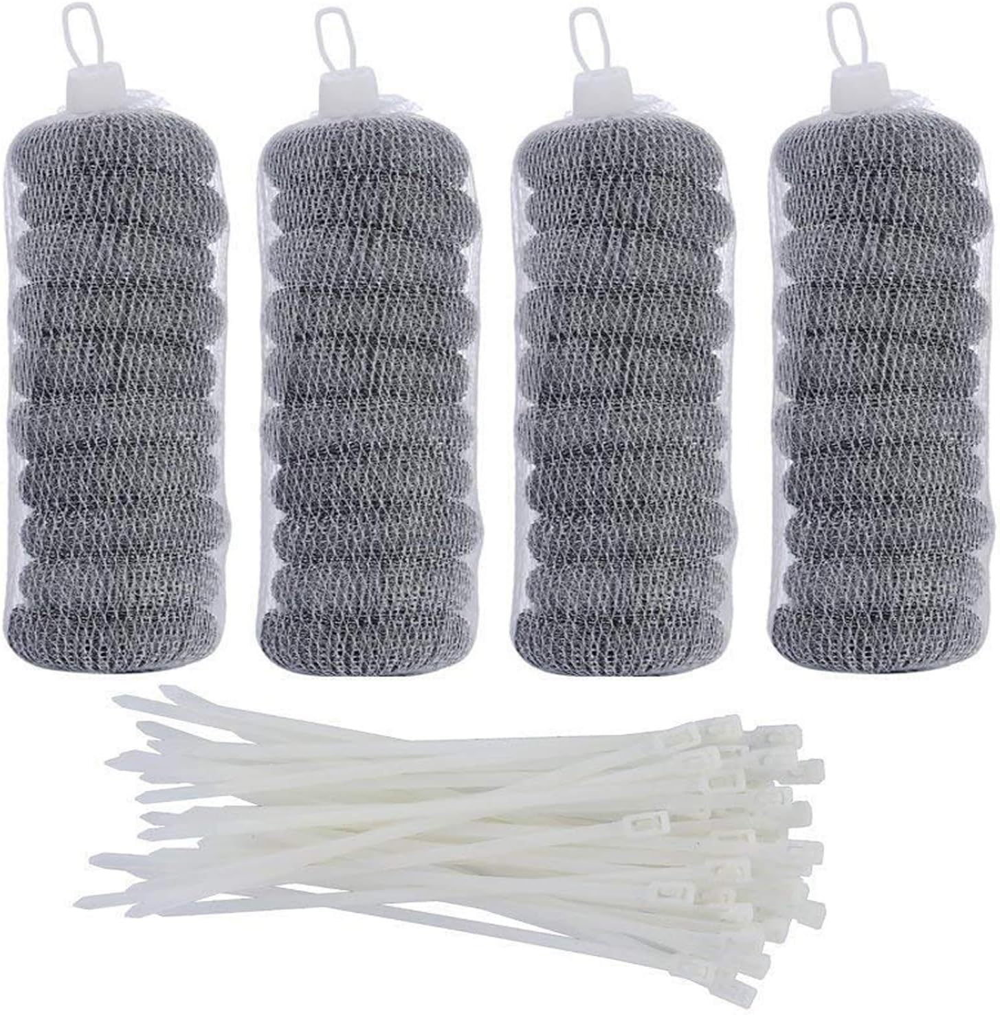 SUNHE YHK Lint Traps for Washing Machine, 40 Pieces | Stainless Steel Laundry Mesh Washer Hose Filter, 40 pcs Cable Ties, Catches Lint
