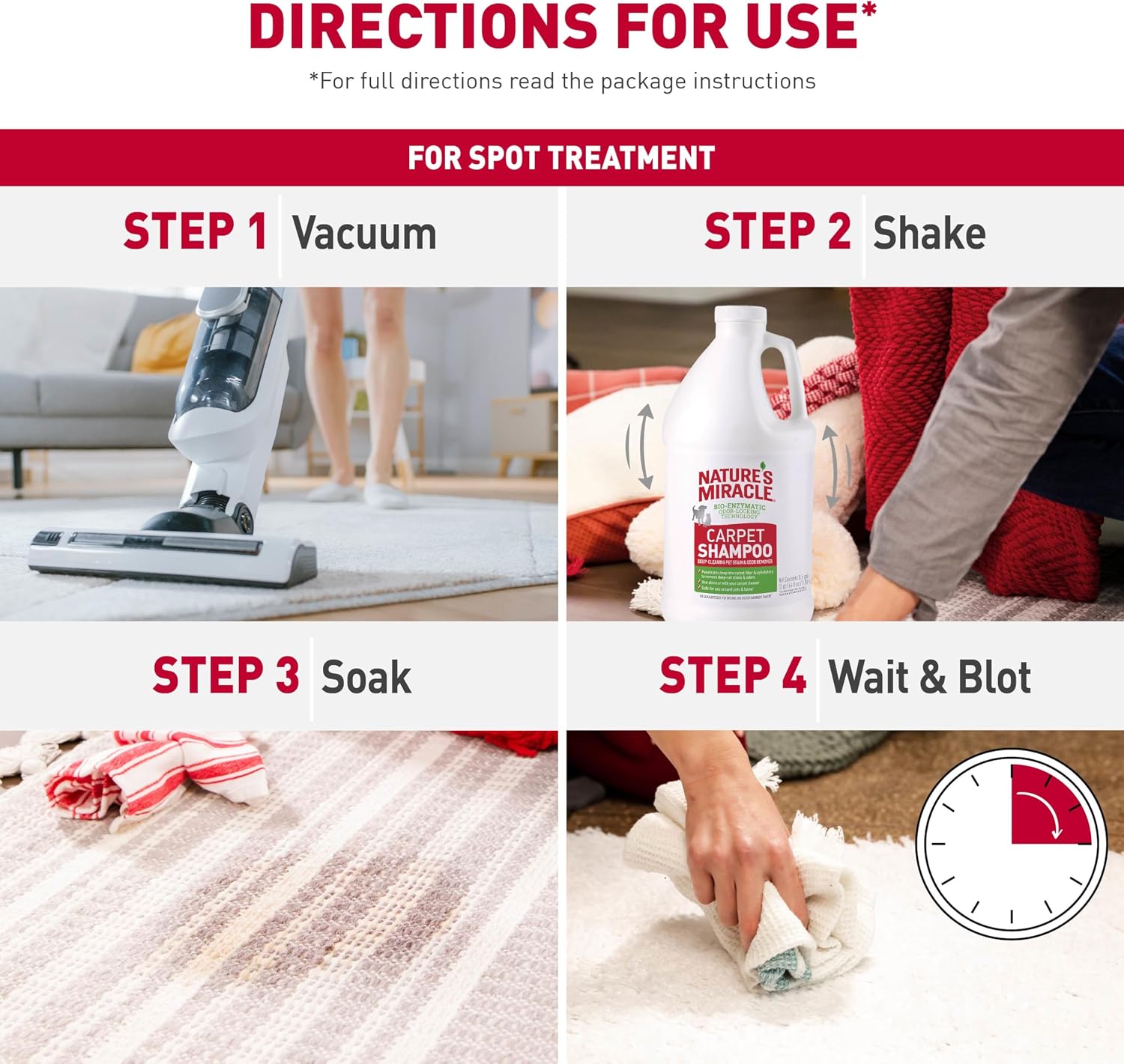 Nature's Miracle Carpet Shampoo Pet Stain & Odor Remover, 64 oz | Bio-Enzymatic Formula Removes & Deodorizes Deep-Set Pet Stains, For Water-Based Carpet Cleaners, Use on Carpet & Upholstery