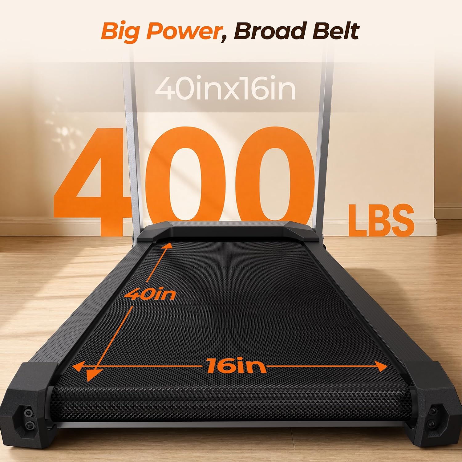 Cardirun Foldable Treadmills for Home with 10% Incline, 400 LBS Capacity | 3.5HP Quiet Running Treadmill, 40" x 16" Wide Belt, Max 7.6 MPH