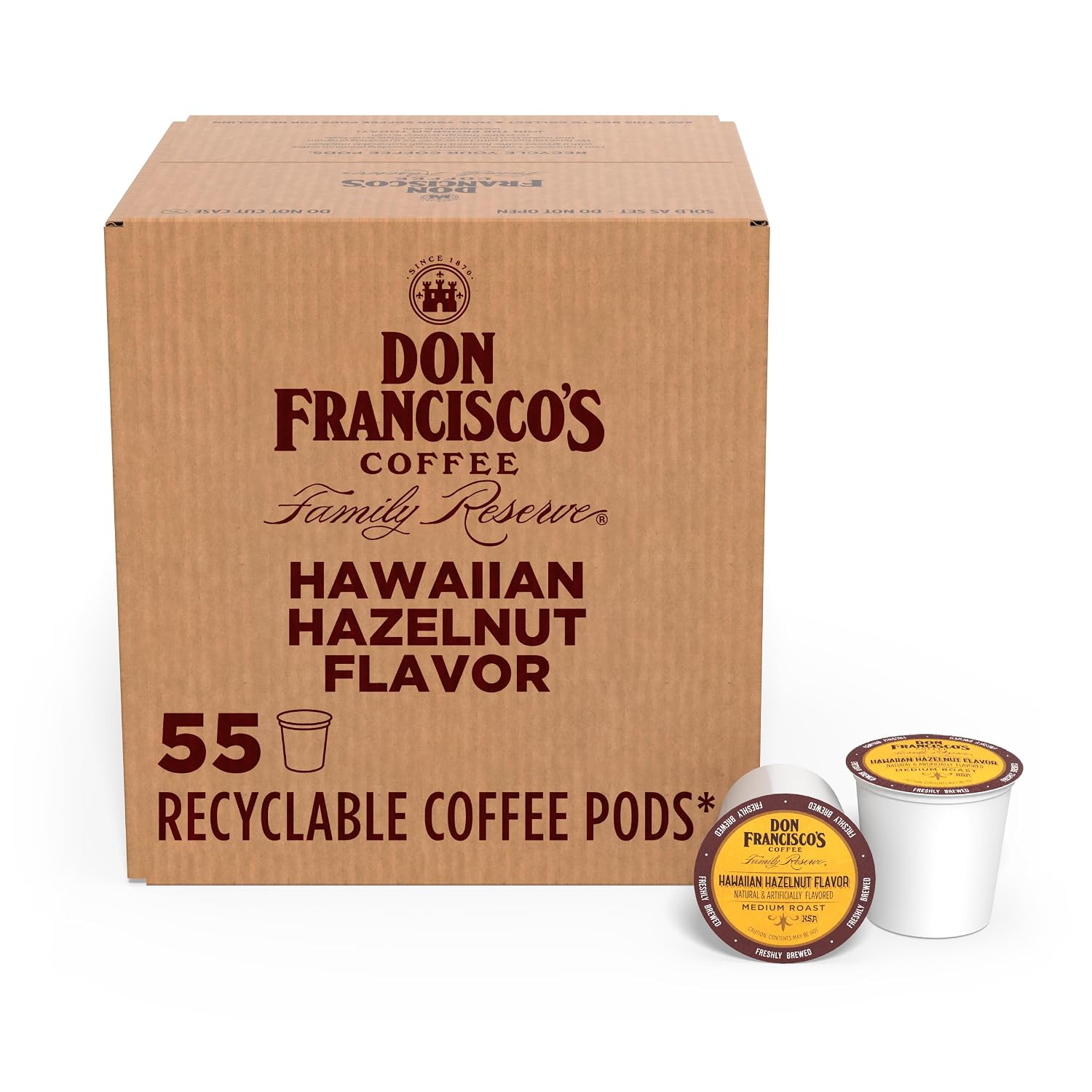 Don Francisco's Hawaiian Hazelnut Coffee Pods, Medium Roast, 24ct | Compatible with Keurig Coffee Pod Brewers, 100% Arabica Coffee, Convenient Single Serve Brewing, Fresh Brew in Every Cup