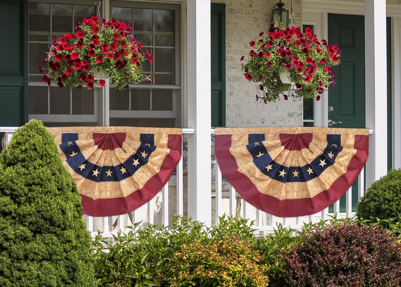 Briarwood Lane 4th of July Bunting 48" X 24 Tea Stained Patriotic For 4th of July Bunting
