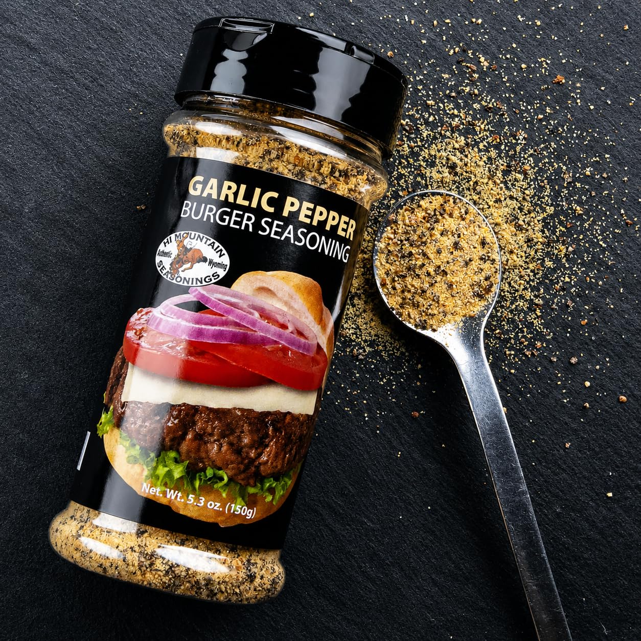 Hi Mountain Hickory Burger Seasoning | Smoked Hamburger Seasoning | Smoked hickory burger seasoning with garlic for rich grilled flavor on beef, turkey, chicken and venison burgers.