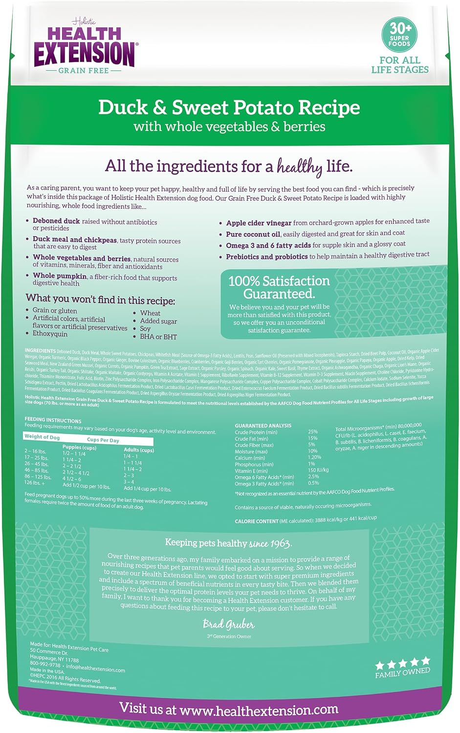 Health Extension Grain Free Venison & Sweet Potato Dry Dog Food - 30+ Superfoods and Probiotics for All Life Stages (10 lb)