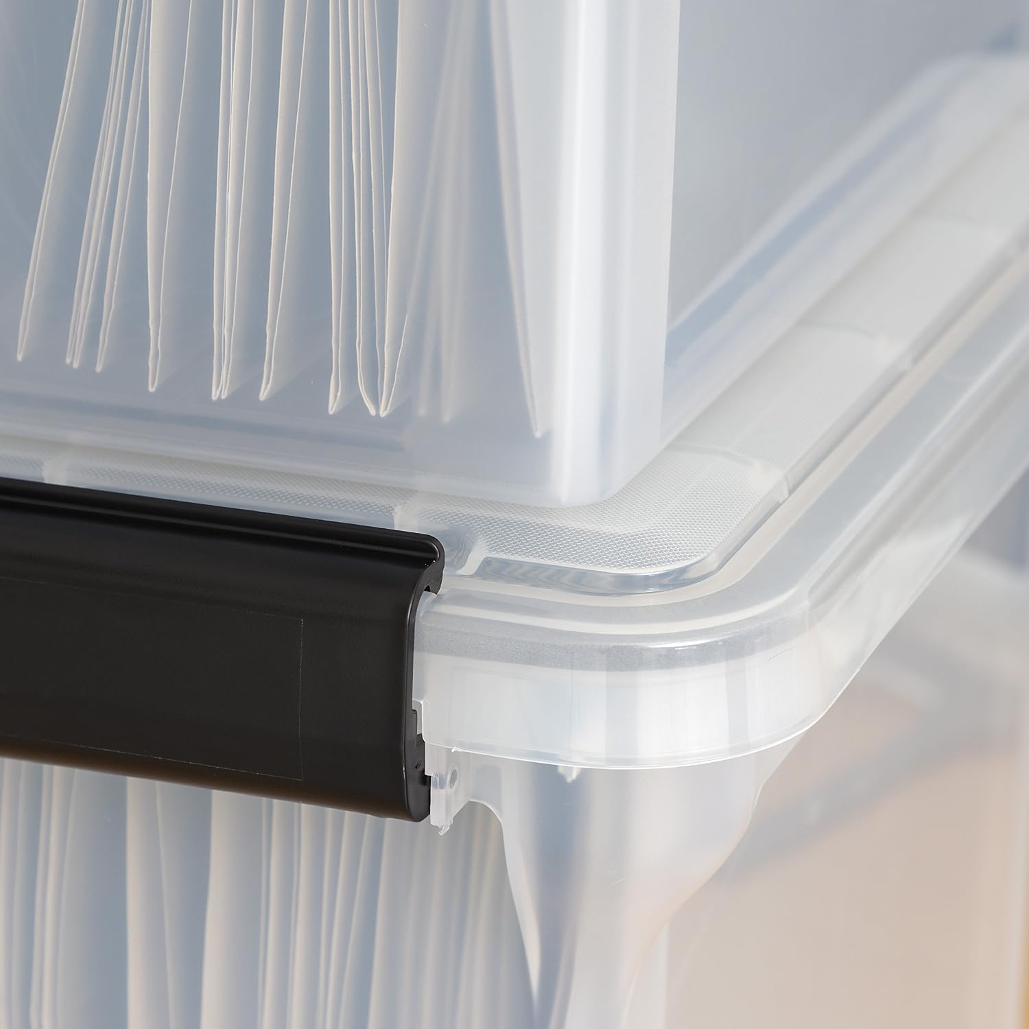 IRIS USA 5-Pack 44 Qt. Letter File Box with Hinged Lid, Clear | Protect important documents, letter and legal files with secure storage for home offices, moving, and long-term organization