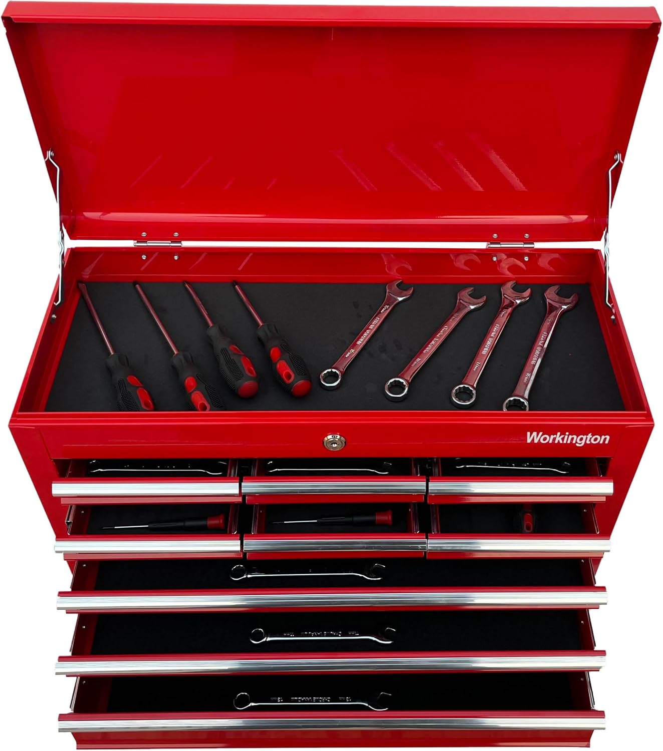 Workington Portable Metal Tool Chest with 9 Drawers, 24" 9-Drawer Tool Chest Cabinet with Ball Bearing Drawer Slides