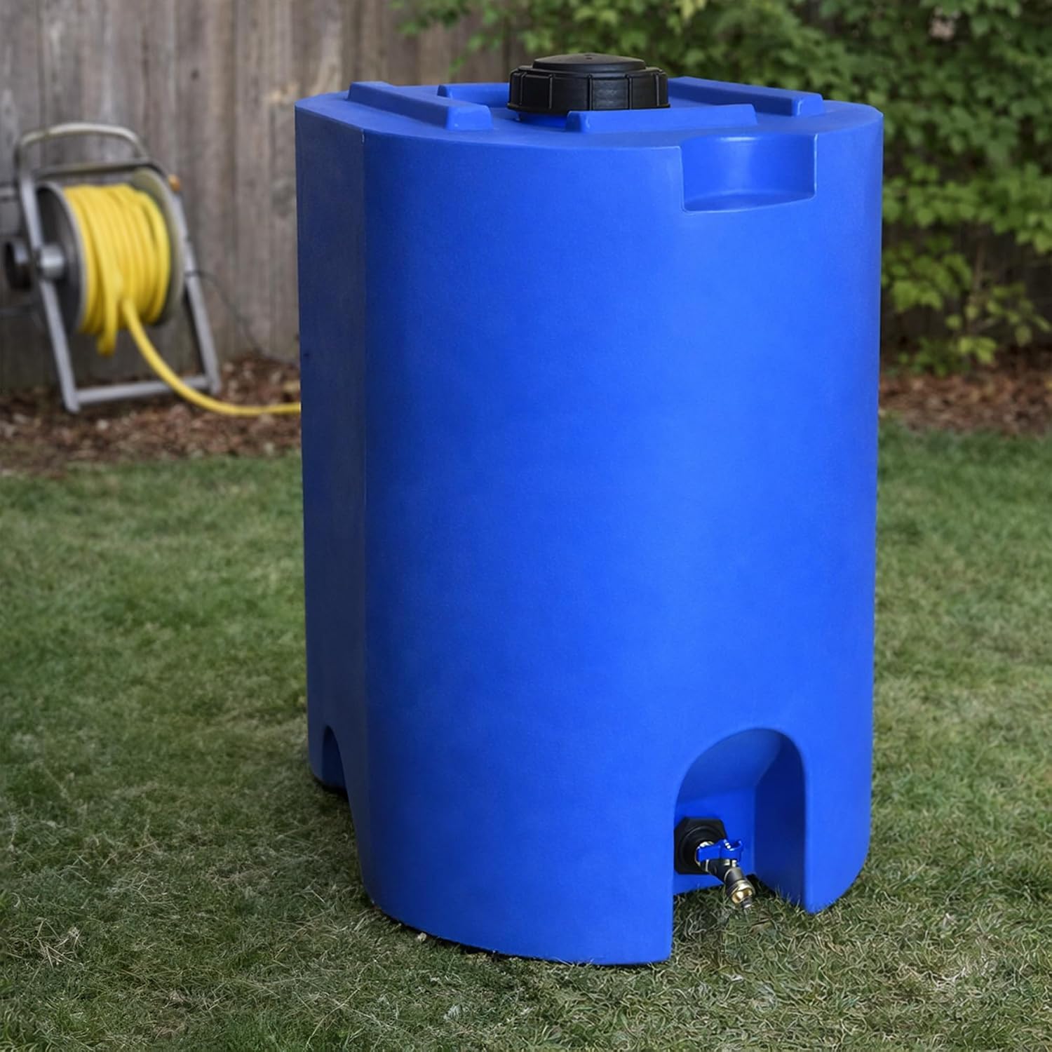 WaterPrepared 55 Gallon Unique Stackable Utility Water Tank, Blue | Emergency Water Storage Tank with Large Cap and Spigot for Easy Filling