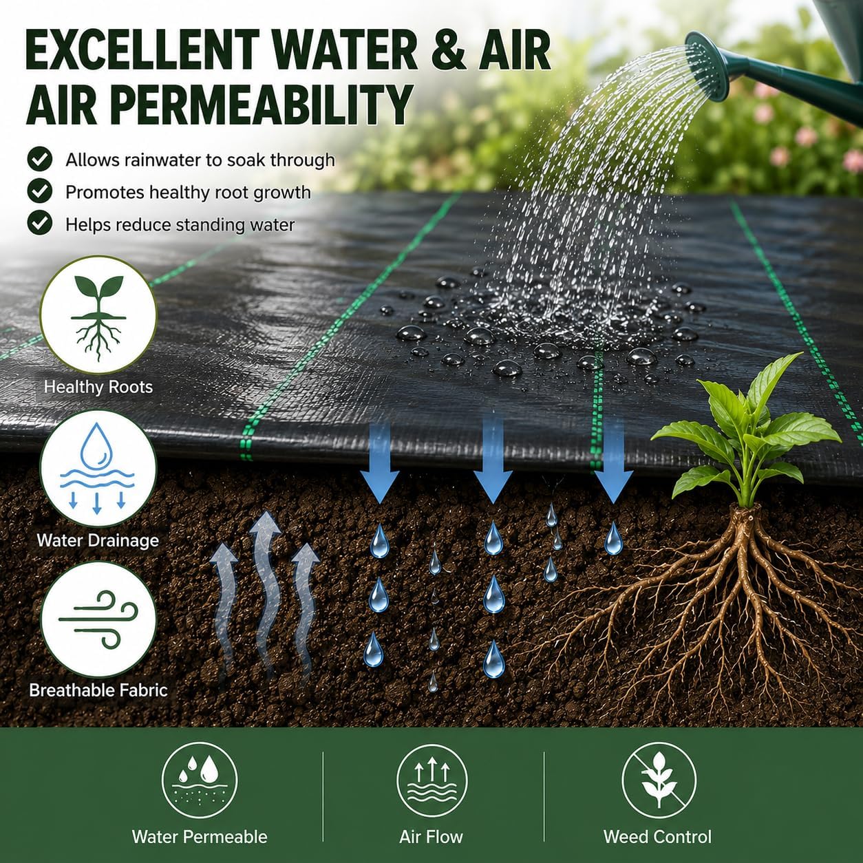 6FTx300FT Weed Barrier Landscape Fabric Heavy Duty 5oz Pro Ground Cover Mat