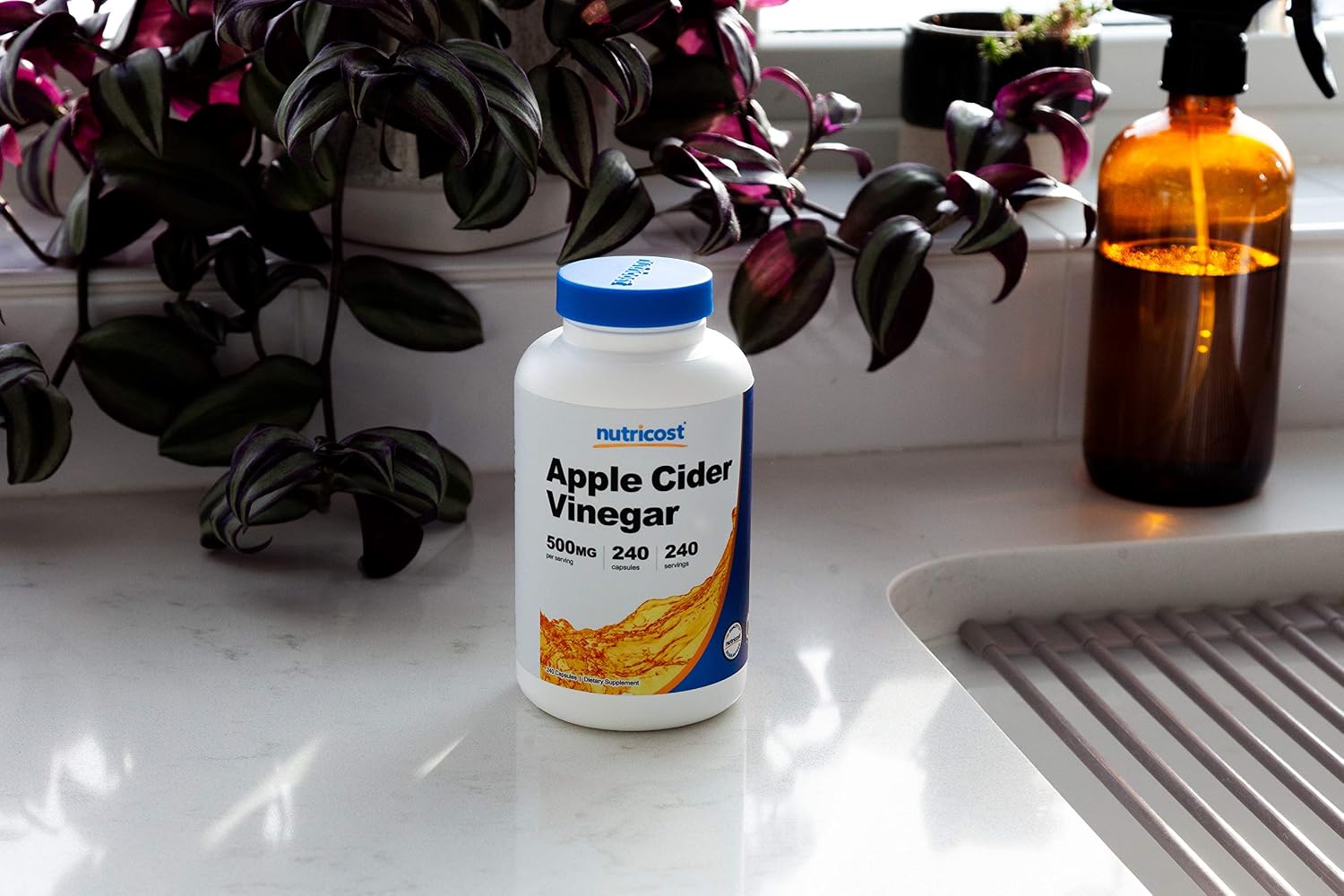 Nutricost Apple Cider Vinegar Capsules 500mg, 240 Vegetarian Capsules | Natural, GMO-Free and Gluten Free