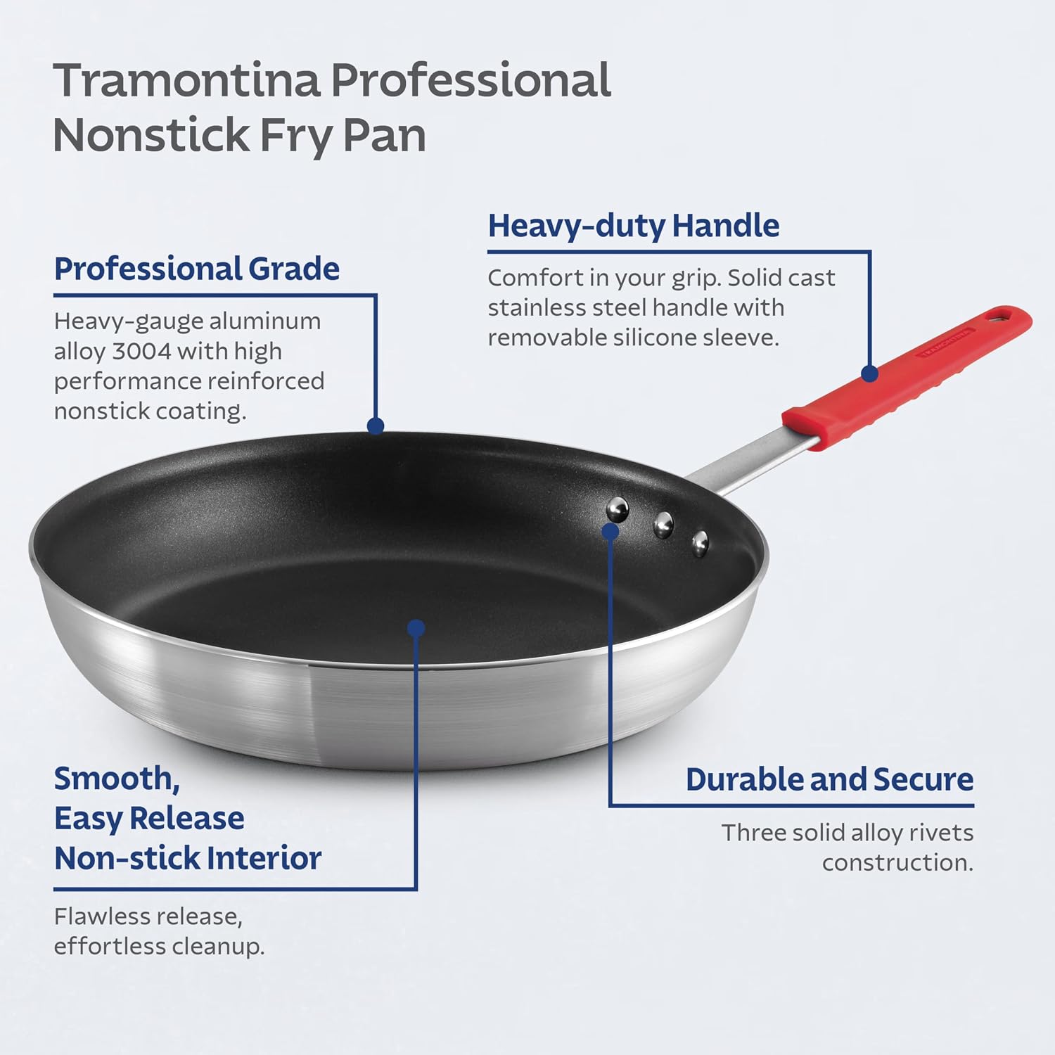 Tramontina Professional 8-Inch Non Stick Small Frying Pan | Heavy-Gauge Aluminum Skillet with Reinforced Nonstick Coating, Red Handle, Dishwasher and Oven Safe, Made in Brazil