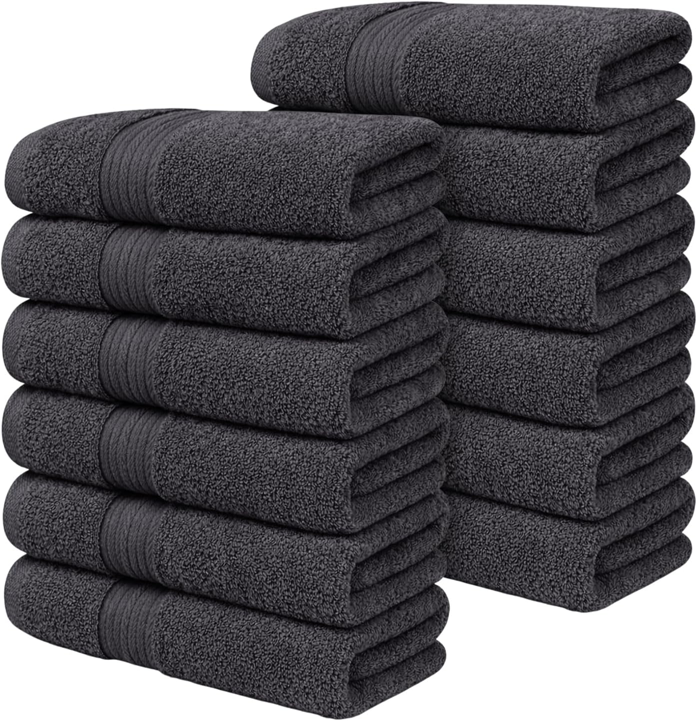 Ample Decor 100% Cotton Hand Towels 18x28 Inches, 600 GSM, Soft & Absorbent, Set of 12, Purple