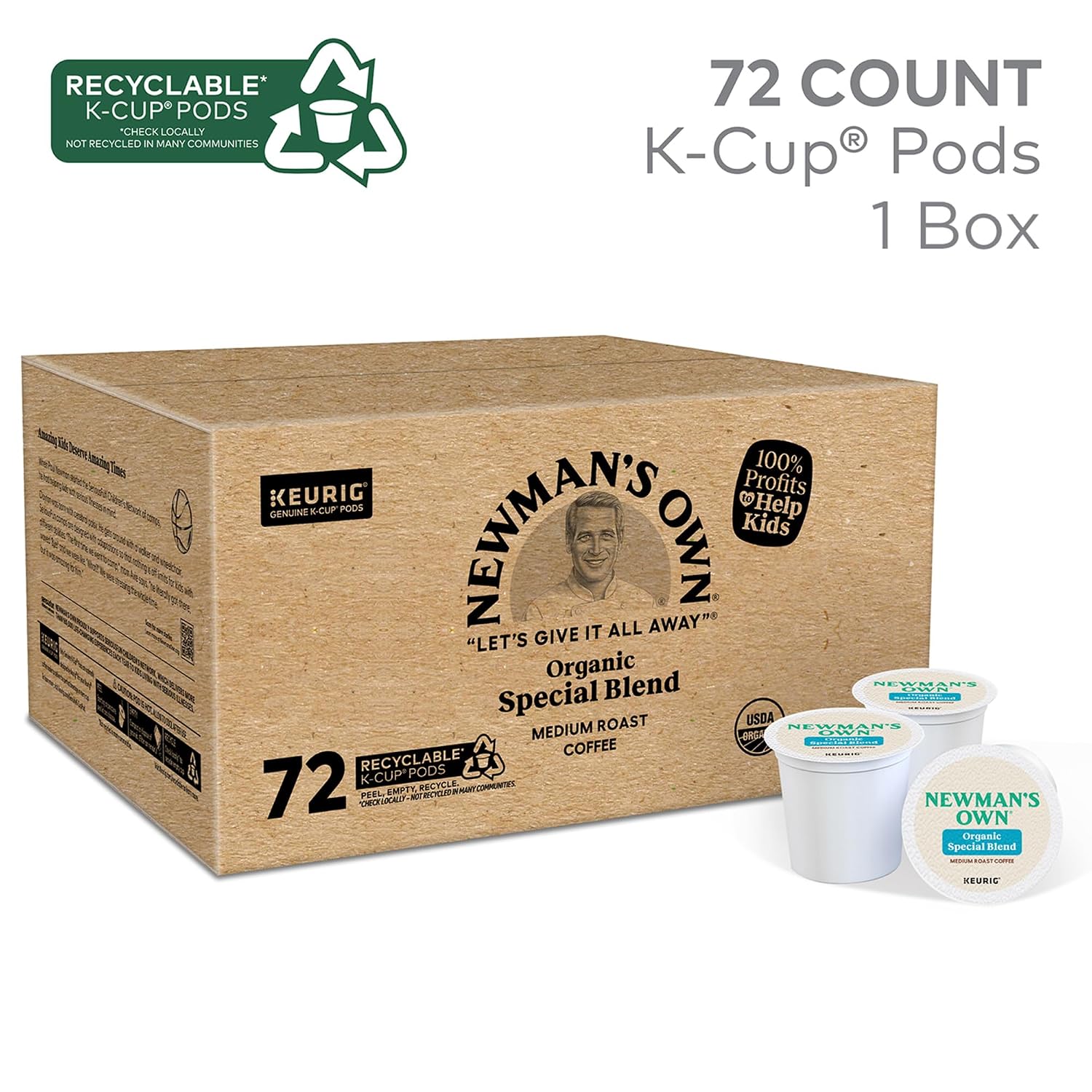 Newman's Own Organics Special Blend Keurig Single-Serve K-Cup Pods, Medium Roast Coffee, 96 Count