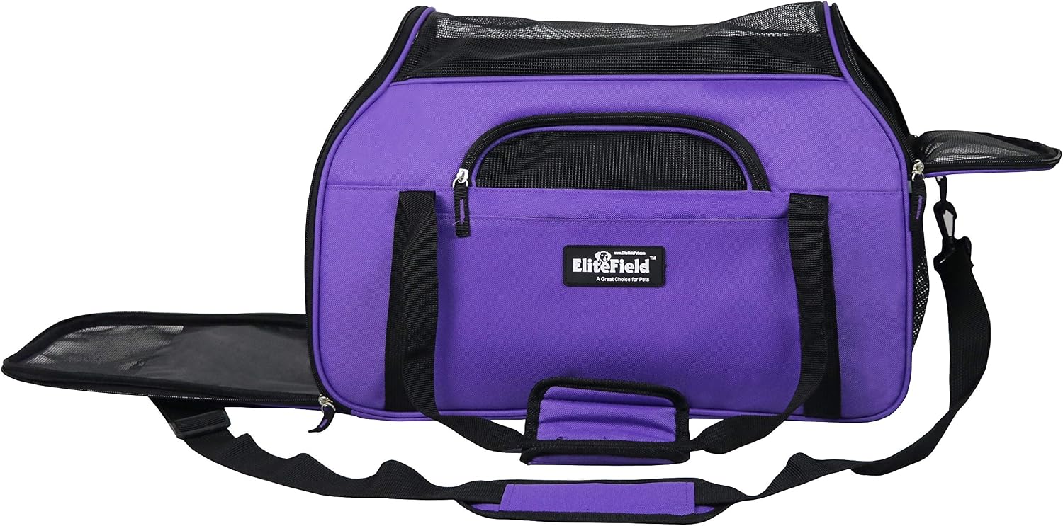 EliteField Soft-Sided Pet Carrier for Cats & Small Dogs (3-Year Warranty) | Airline Approved, Removable Bed & Cover, Built-In Leash, Luggage Sleeve, Seat Belt Loop, Waterproof, Durable, Foldable