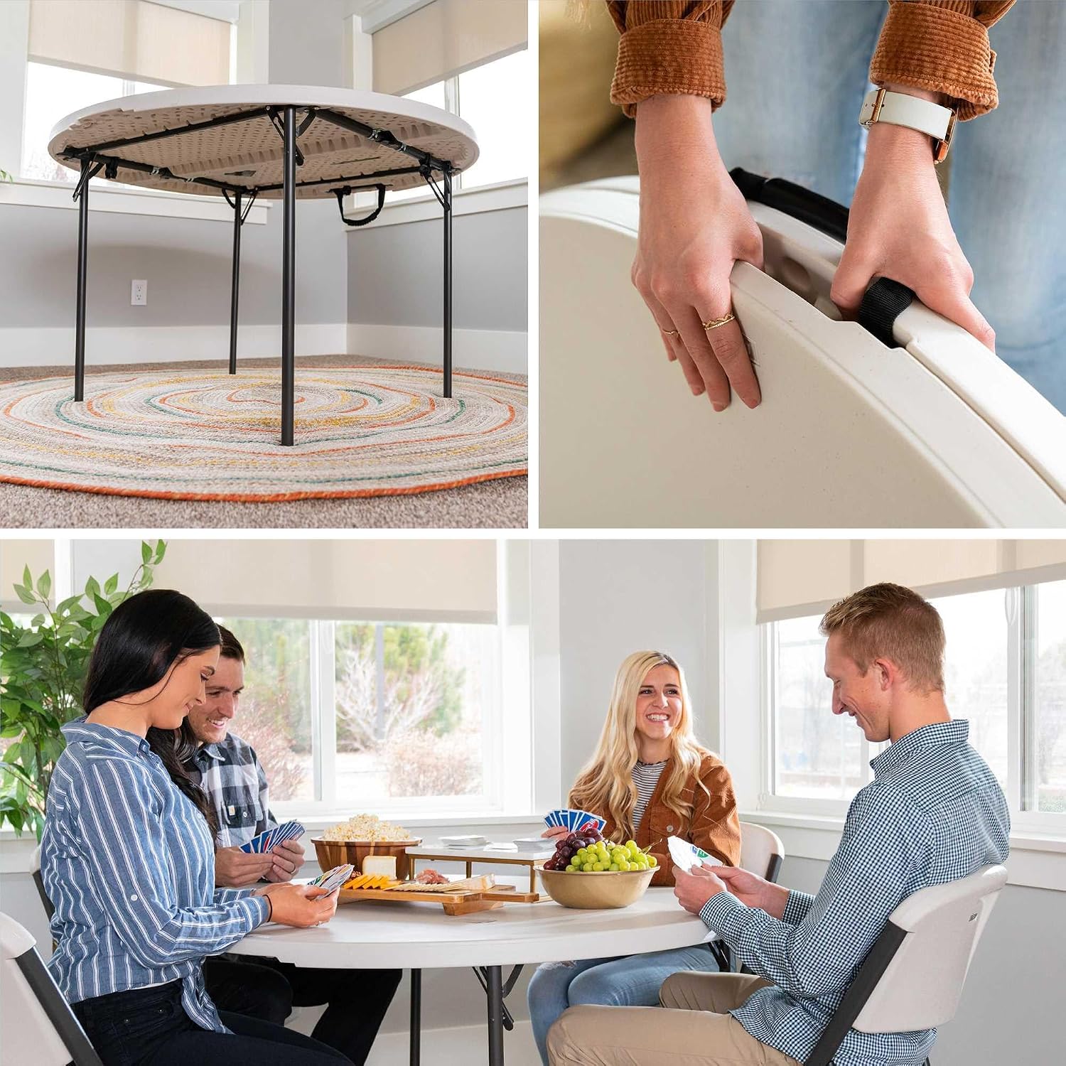 LIFETIME 80809 Round Fold in Half Table, Almond