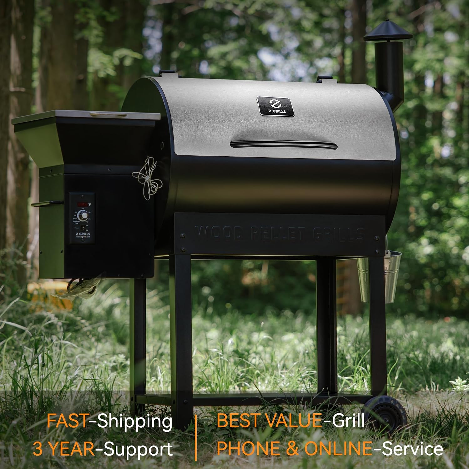 Z GRILLS Wood Pellet Smoker Grill, 8 in 1 BBQ Grill with Auto Temperature Control, 697 sq in Cooking Area for Backyard, Patio and Outdoor Cooking, 7002E, Sliver