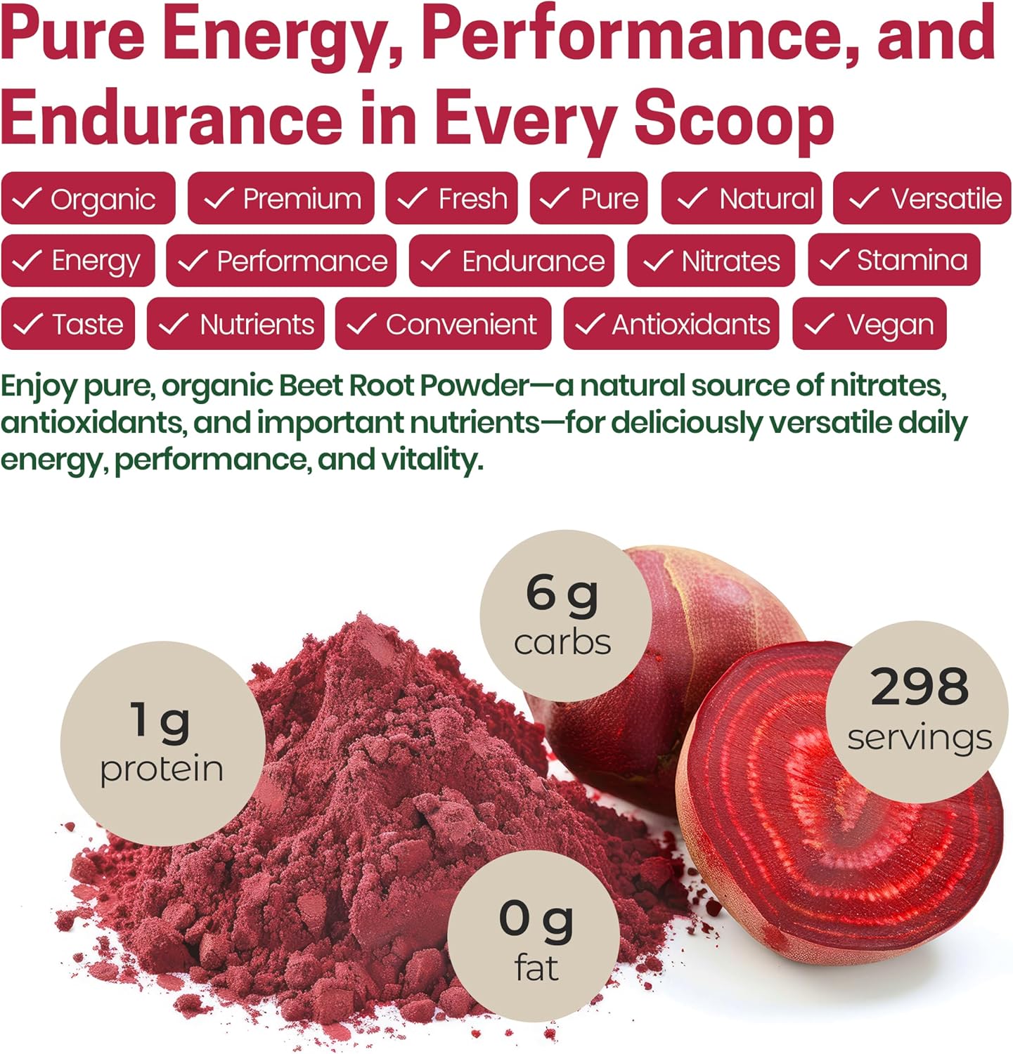 Z Natural Foods Organic Beet Root Powder - Vegan, Gluten Free, 16 oz