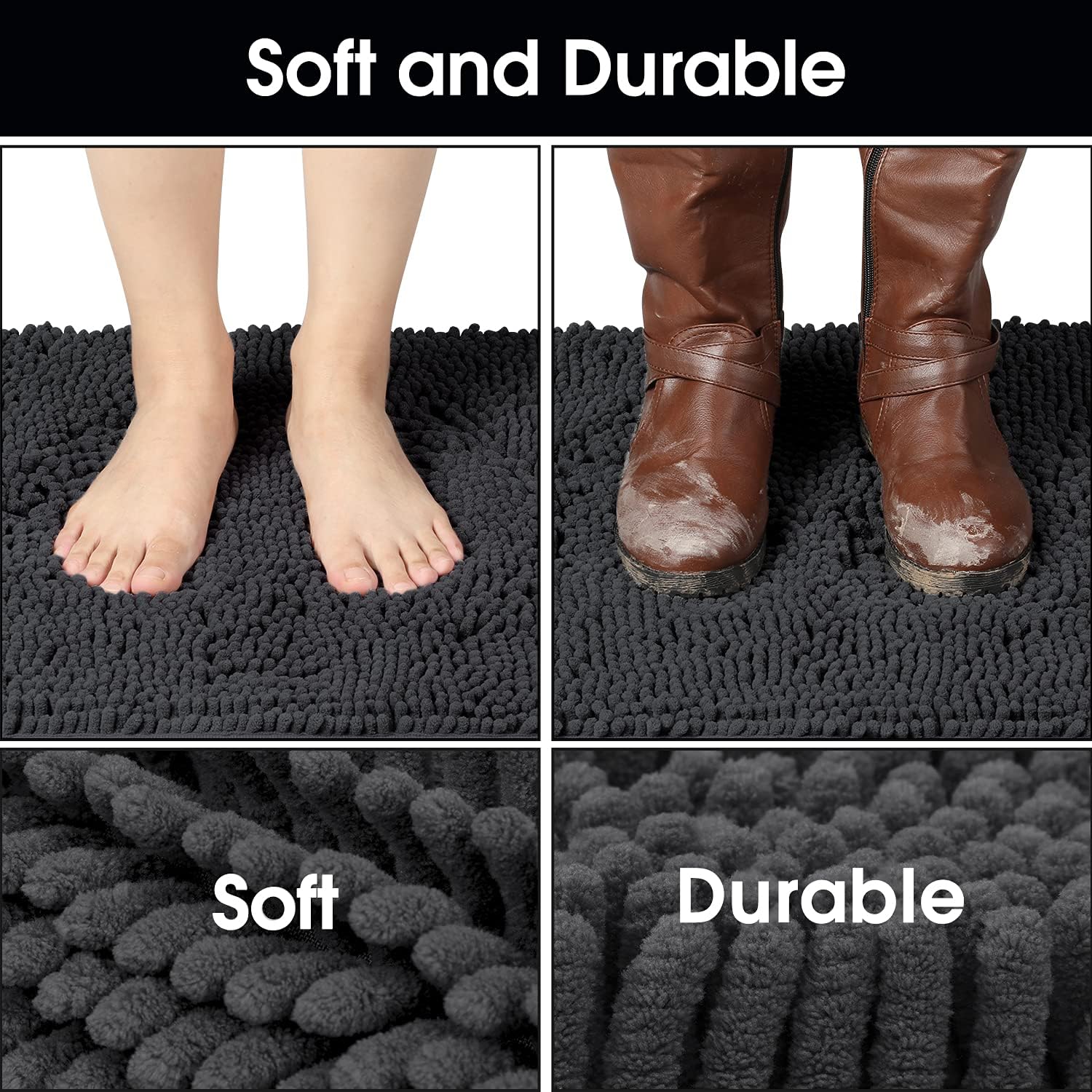 HOMEIDEAS Dog Door Mat for Muddy Paws 30x20, Absorbs Moisture and Dirt, Non-Slip Washable Doormat, Soft Chenille Mud Mat for Dogs