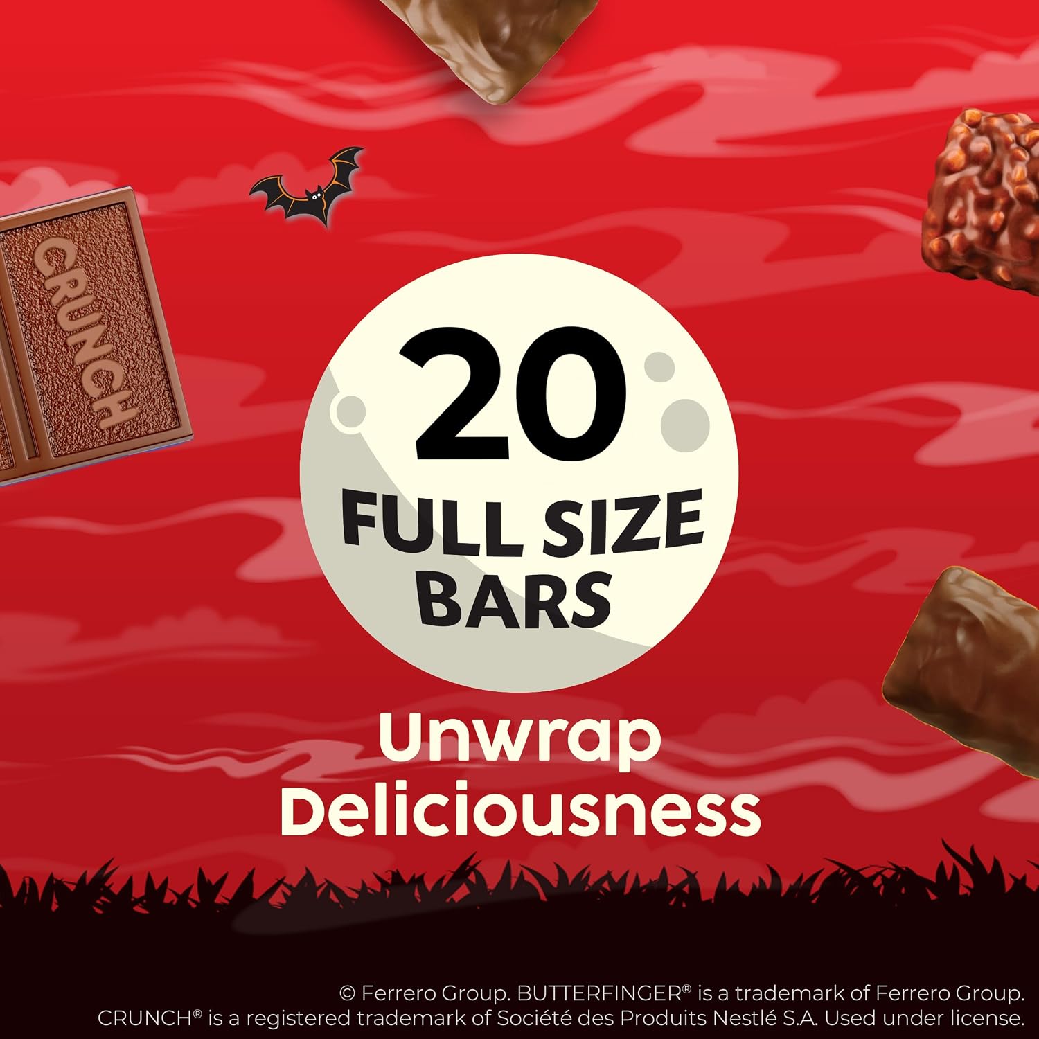 Butterfinger, CRUNCH, Baby Ruth and 100 Grand, Bulk 20 Pack, Assorted Full Size Chocolate Candy Bars, 35 oz