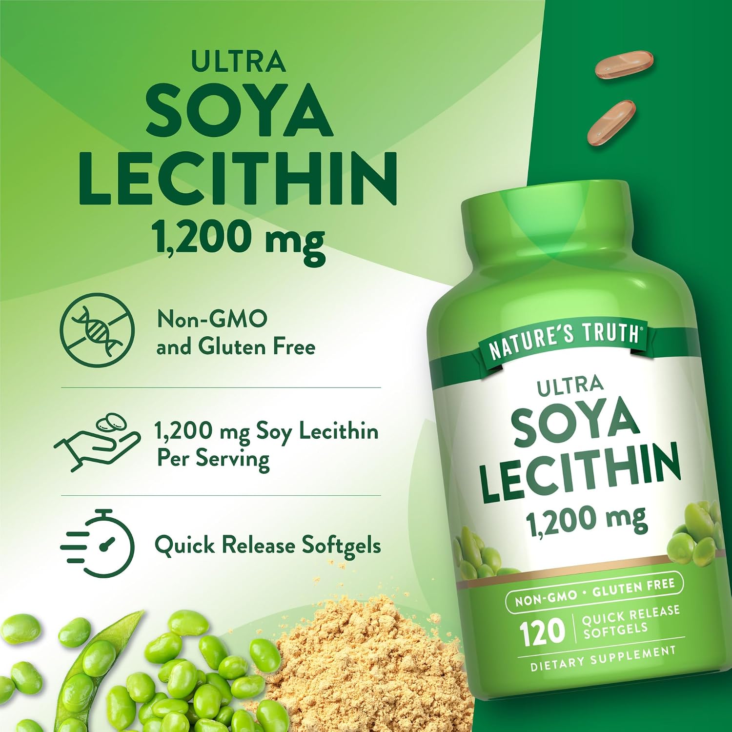 Nature's Truth Ultra Soy Lecithin | 1200 mg | 120 Softgels