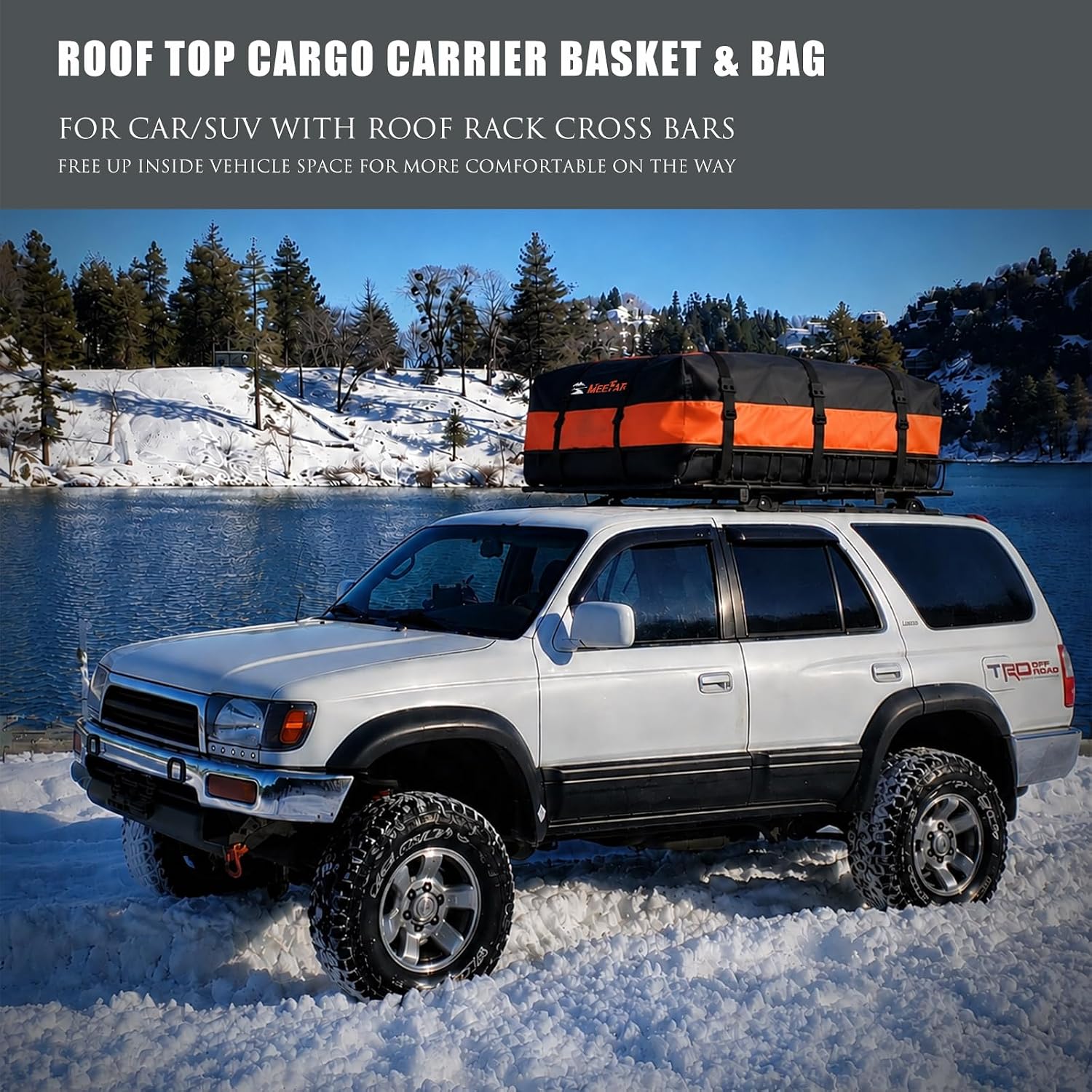 Roof Rack Rooftop Cargo Carrier Basket 65"*39"*6"+Waterproof Bag 20 Cu.Ft. | Roof Basket include Cargo Net with Hooks,Ratchet Straps,Combination Lock|200 Lbs Capacity,Universal Rooftop Large Roof Rack