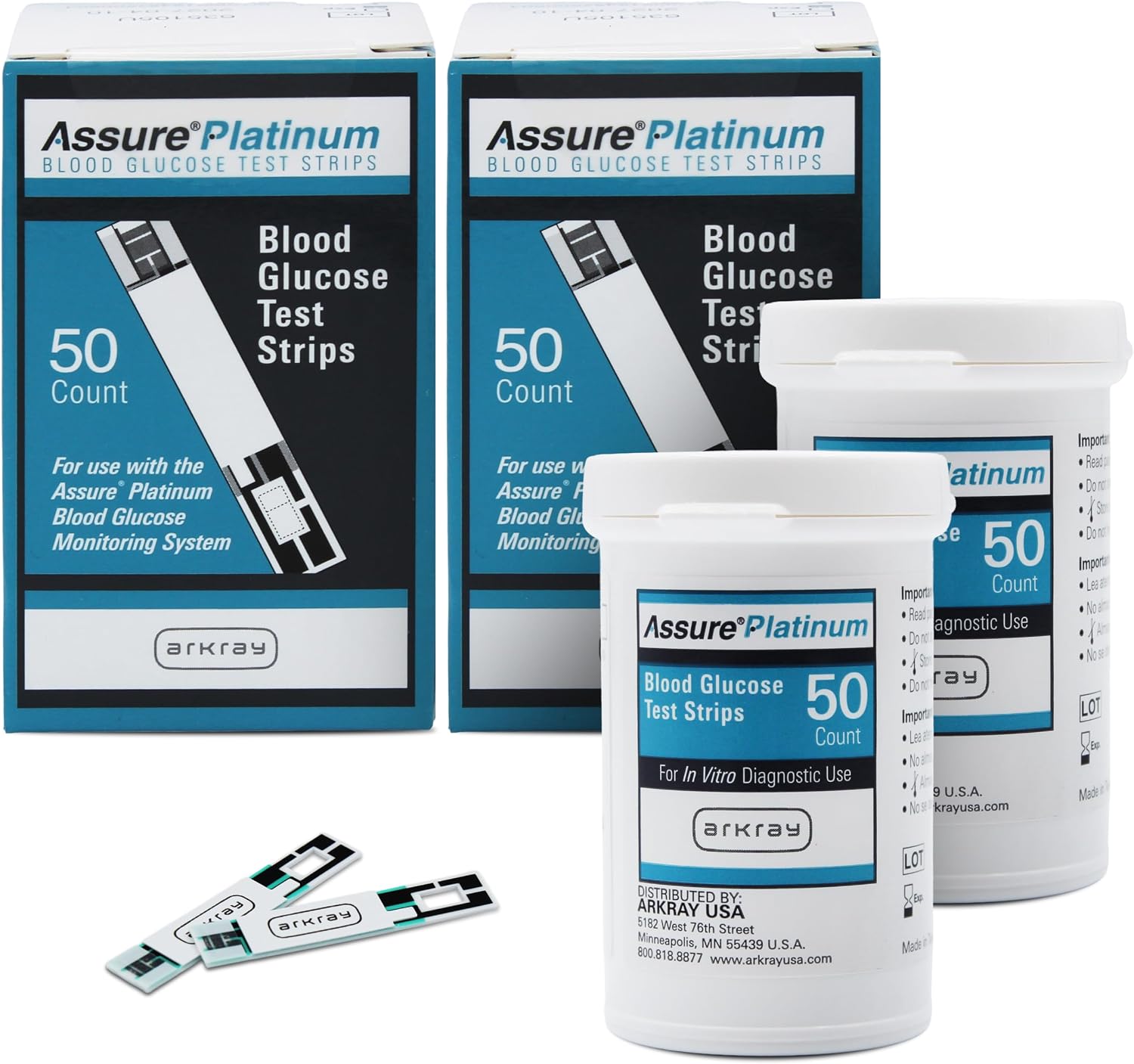 Assure Platinum Blood Glucose Test Strips – No Coding Required, 0.5 Microliter Sample, Accurate & Fast 7-Second Results, Compatible with Assure Platinum Blood Glucose Meter, 50 Count | Automatic Coding