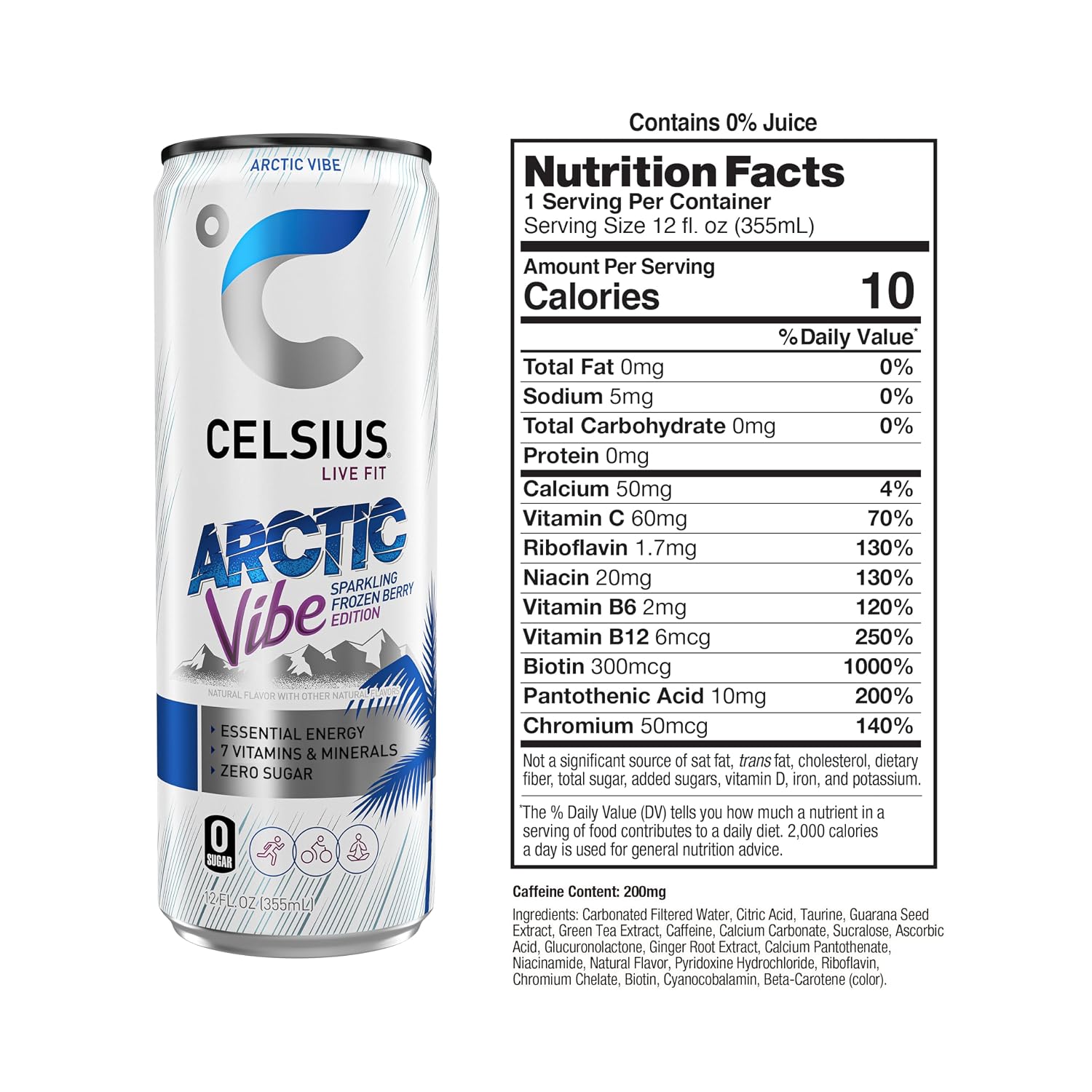 CELSIUS PEACH VIBE Sparkling White Peach, Sugar Free Energy Drink, 12 Fl Oz (Pack of 12)