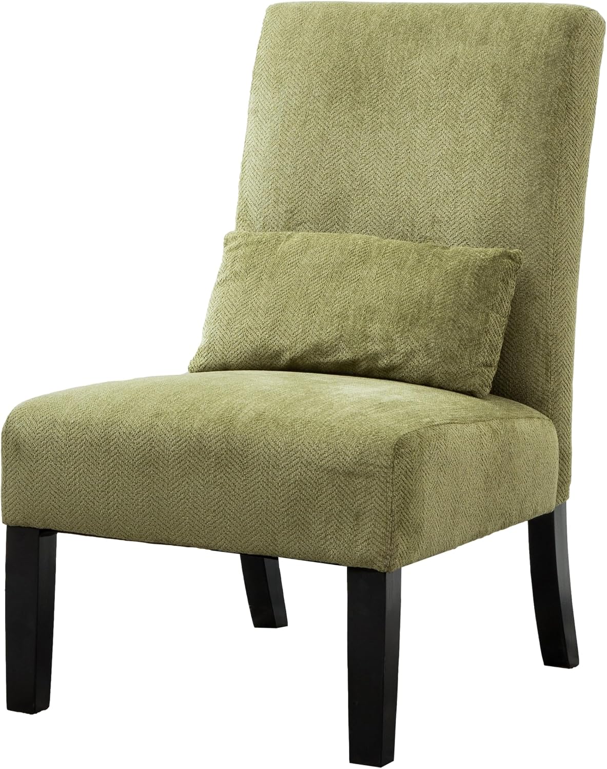 Roundhill Furniture Pisano Teal Blue Fabric Armless Contemporary Accent Chair with Kidney Pillow