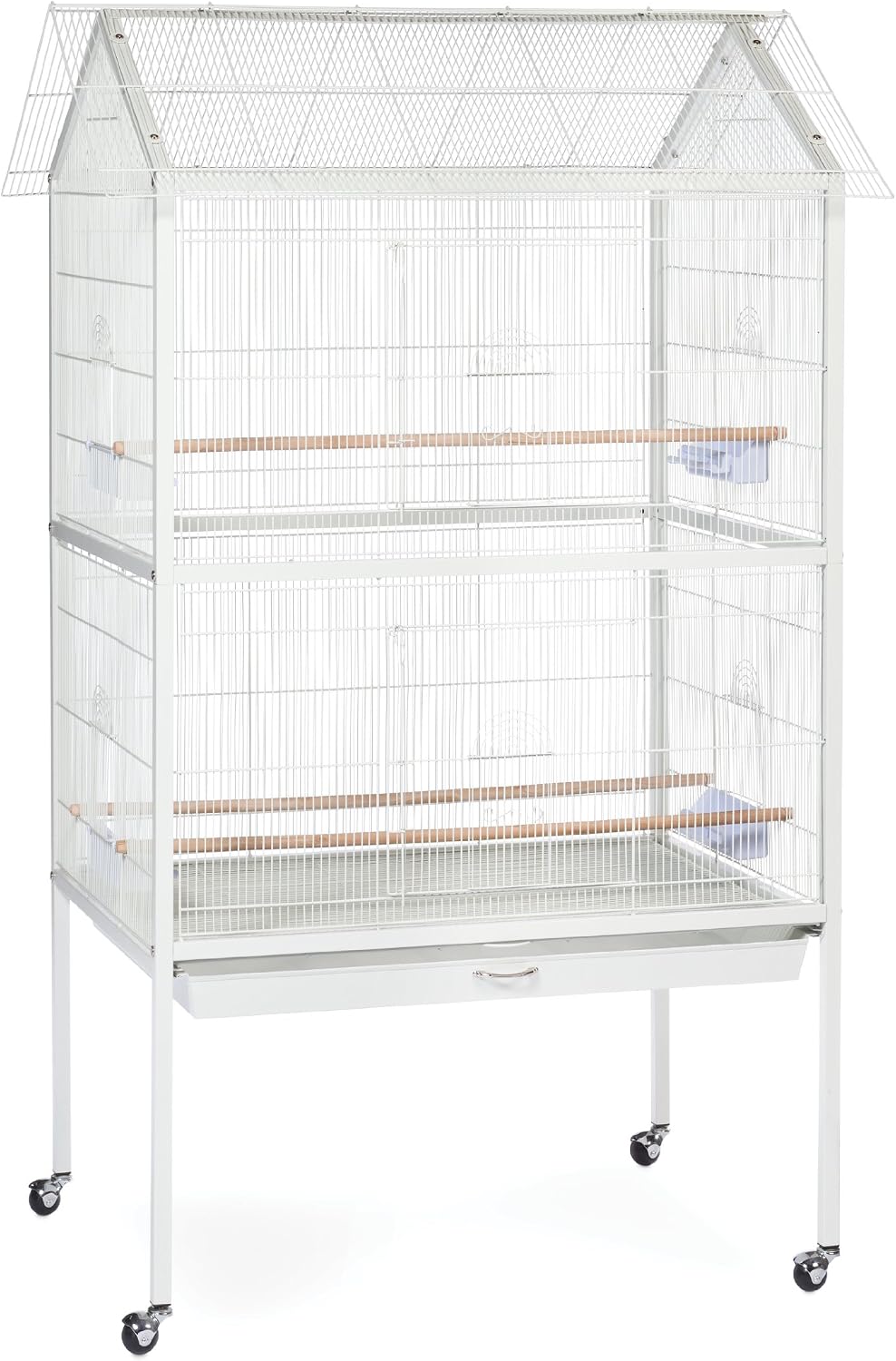 Prevue Pet Products Steel Bird Flight Cage with Wheels - Black, Large | Large Birdcage for Parakeets, Canaries, Finches, Cockatiels, Lovebirds, & Green Cheeks, Metal Standing Birdcage