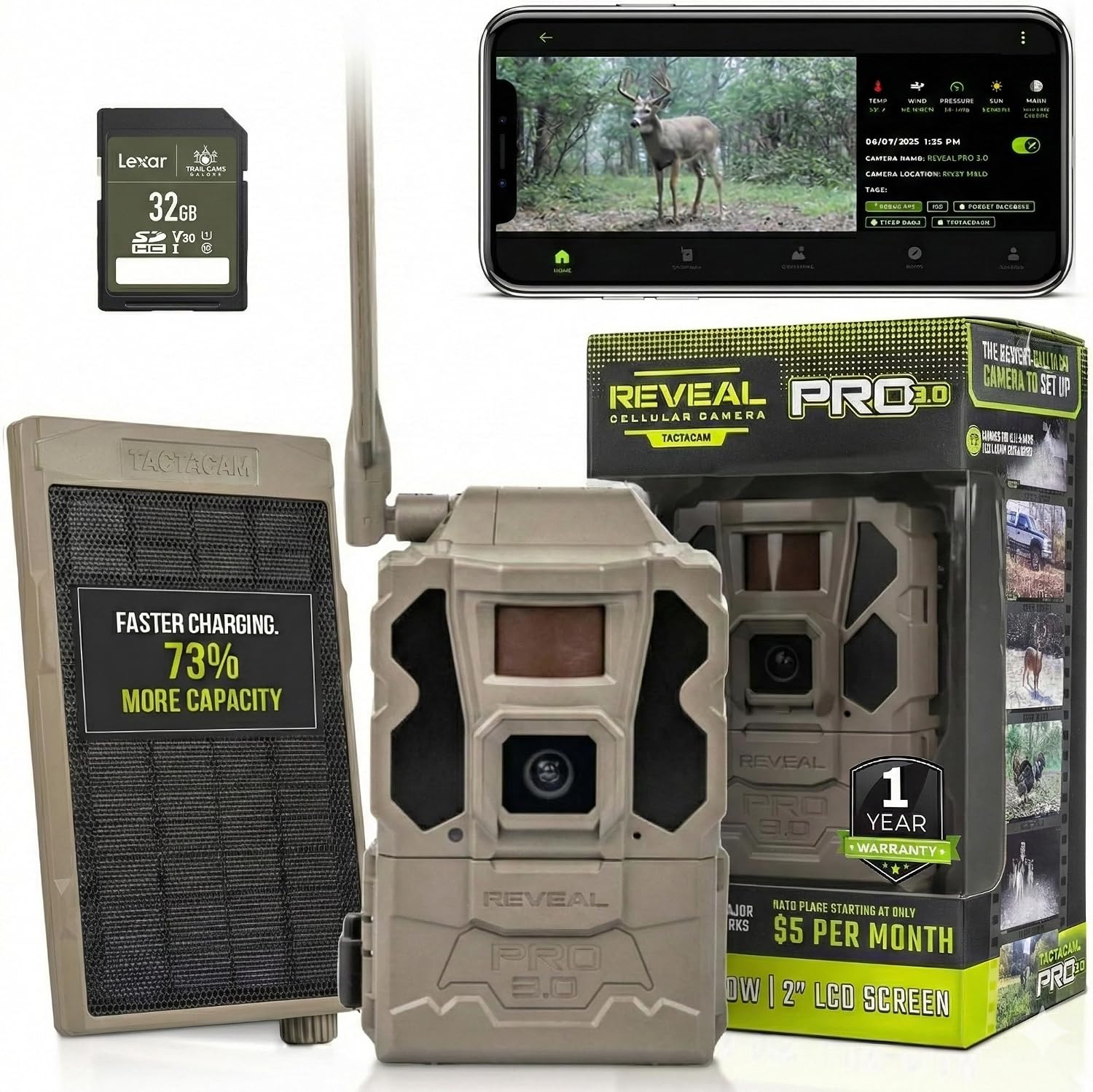 TACTACAM Reveal Pro 3.0 Cellular Trail Camera - Multi-Cellular Network, GPS, 2" LCD, No-Glow IR, Wi-Fi Enabled, HD Photos & 1080p Videos