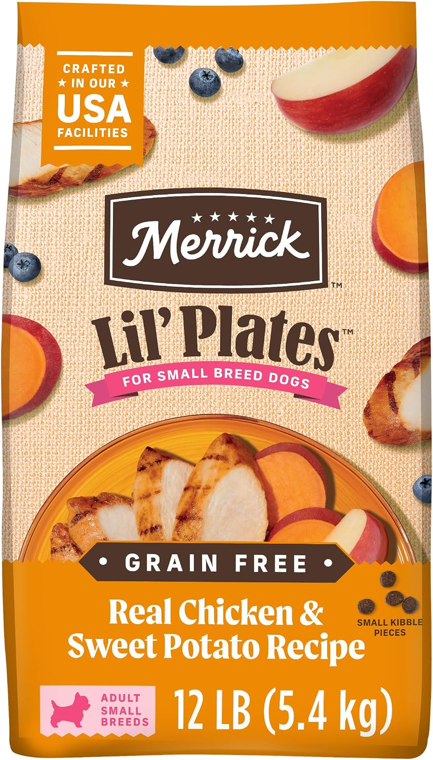 Merrick Lil’ Plates Premium Grain Free Dry Dog Food For Small Dogs, Real Chicken And Sweet Potato Kibble - 4.0 lb. Bag