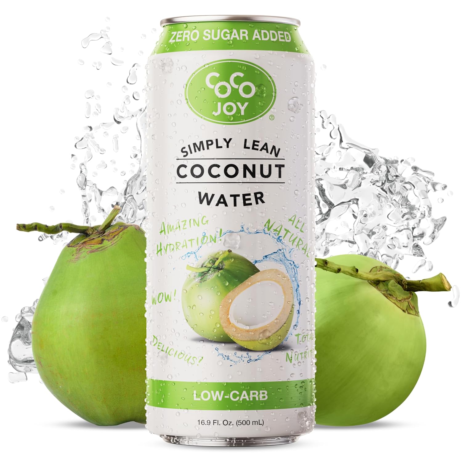 CoCo Joy Natural Coconut Water, Low-Calorie, High-Calcium, Nutrient-Rich Drink 12 pack
