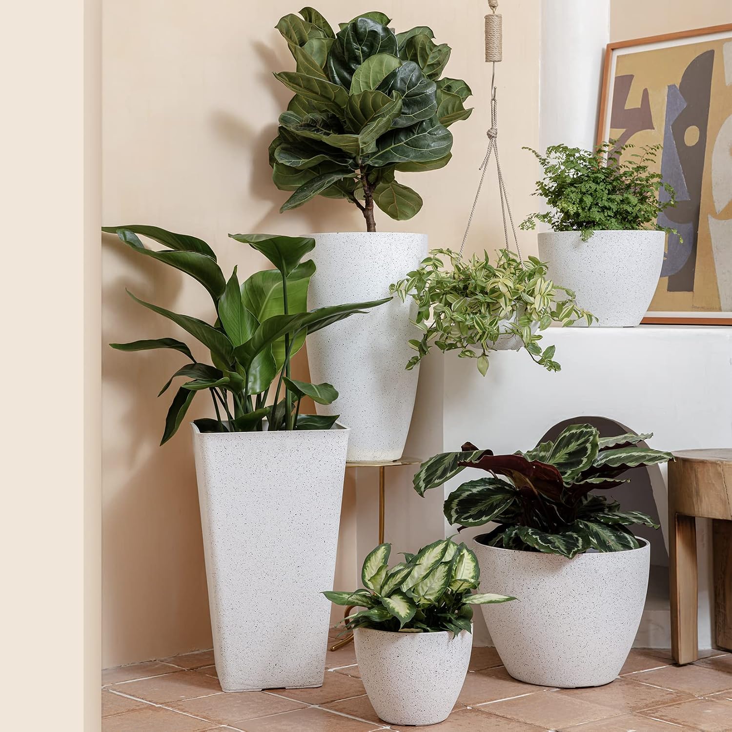 LA JOLIE MUSE Planter Pots, Indoor Outdoor Flower Pot, 8.6+7.5 Inch 2 Pack